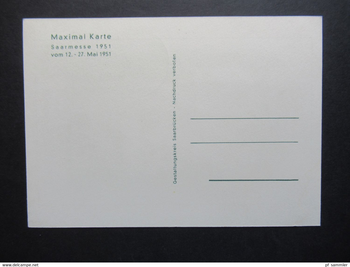 Saarland 12.5.1951 Saarmesse Sonder PK / Maximumkarte / FDC Sonderstempel Saar - Messe / Maximal Karte - Brieven En Documenten