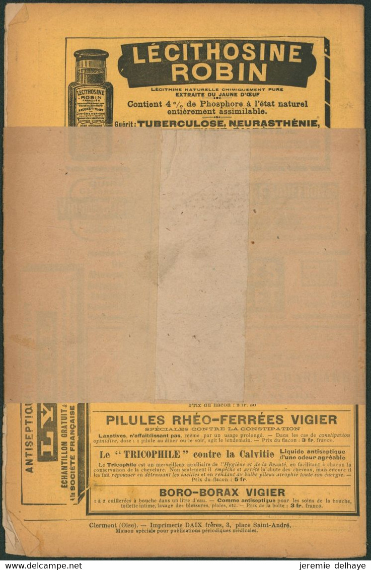 France - Périodique En P.P. (1906, Villejuif) L'assistance Familiale + Publicité Pharmaceutique 'Lécithosine Robin" - Zeitungsmarken (Streifbänder)