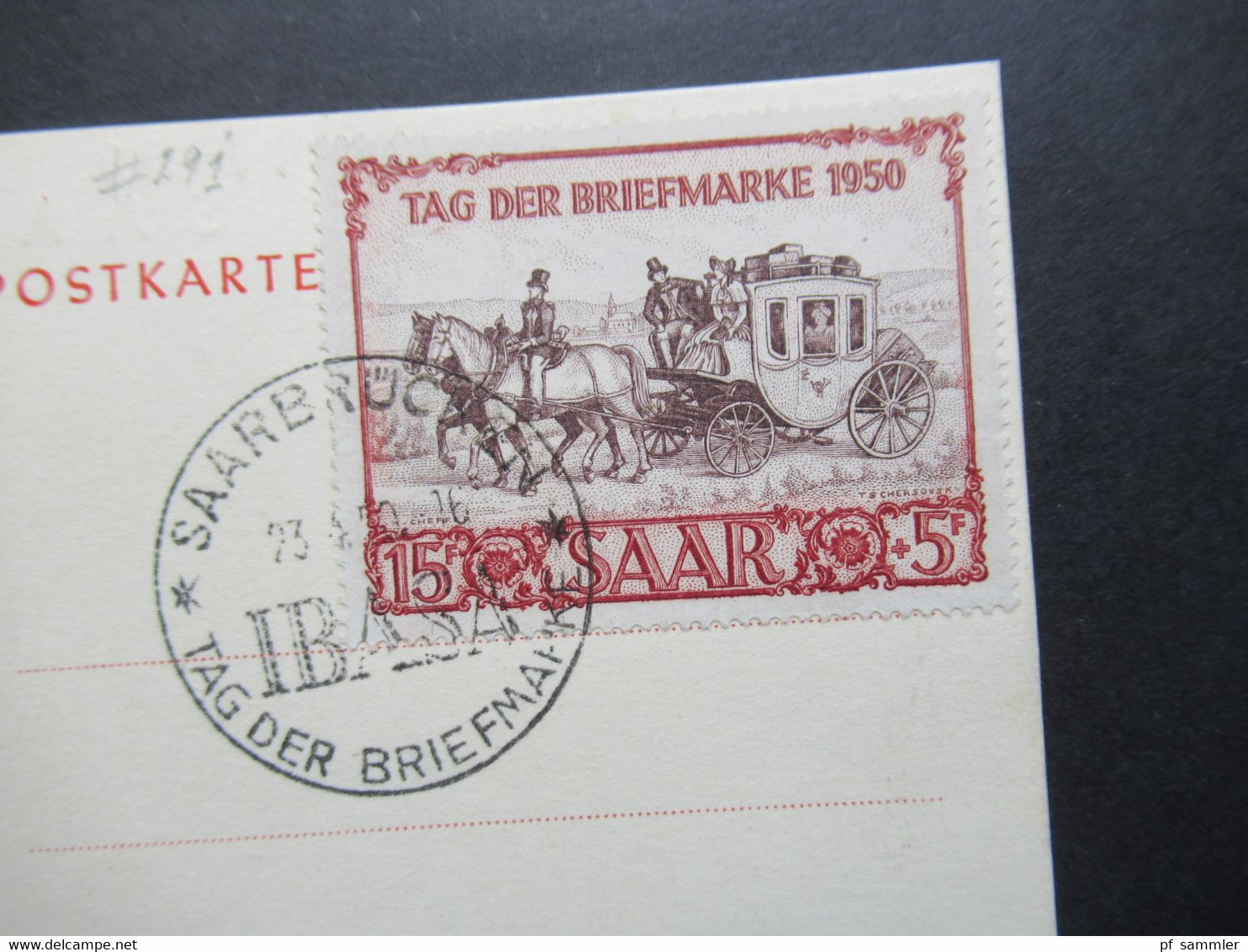 Saarland 1950 IBASA Maximumkarte / Sonderstempel / FDC Nr. 291 Katalogwert 350€ Tag Der Briefmarke - Lettres & Documents