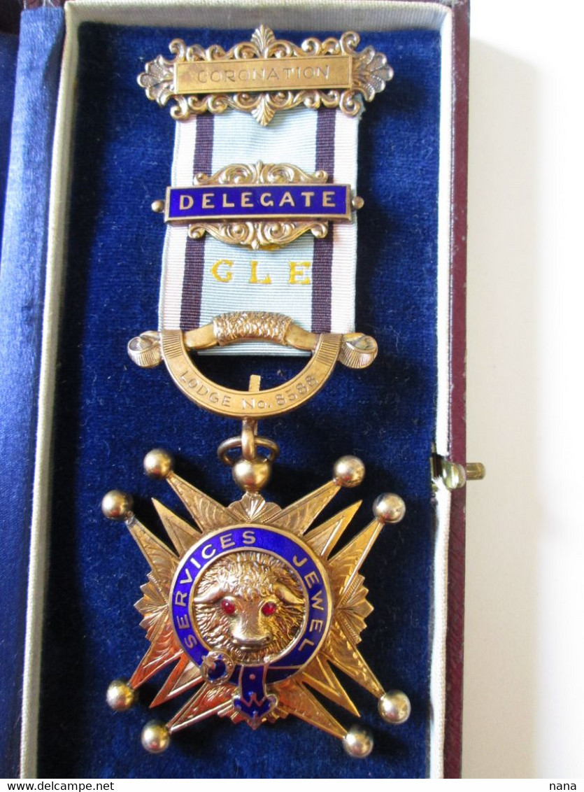 Rare! 925 Silver Medal Gold Plated Grand Masonic Lodge Of Scottish Rite In Wales Delegate To The 1955 Coronation - Monarchia/ Nobiltà