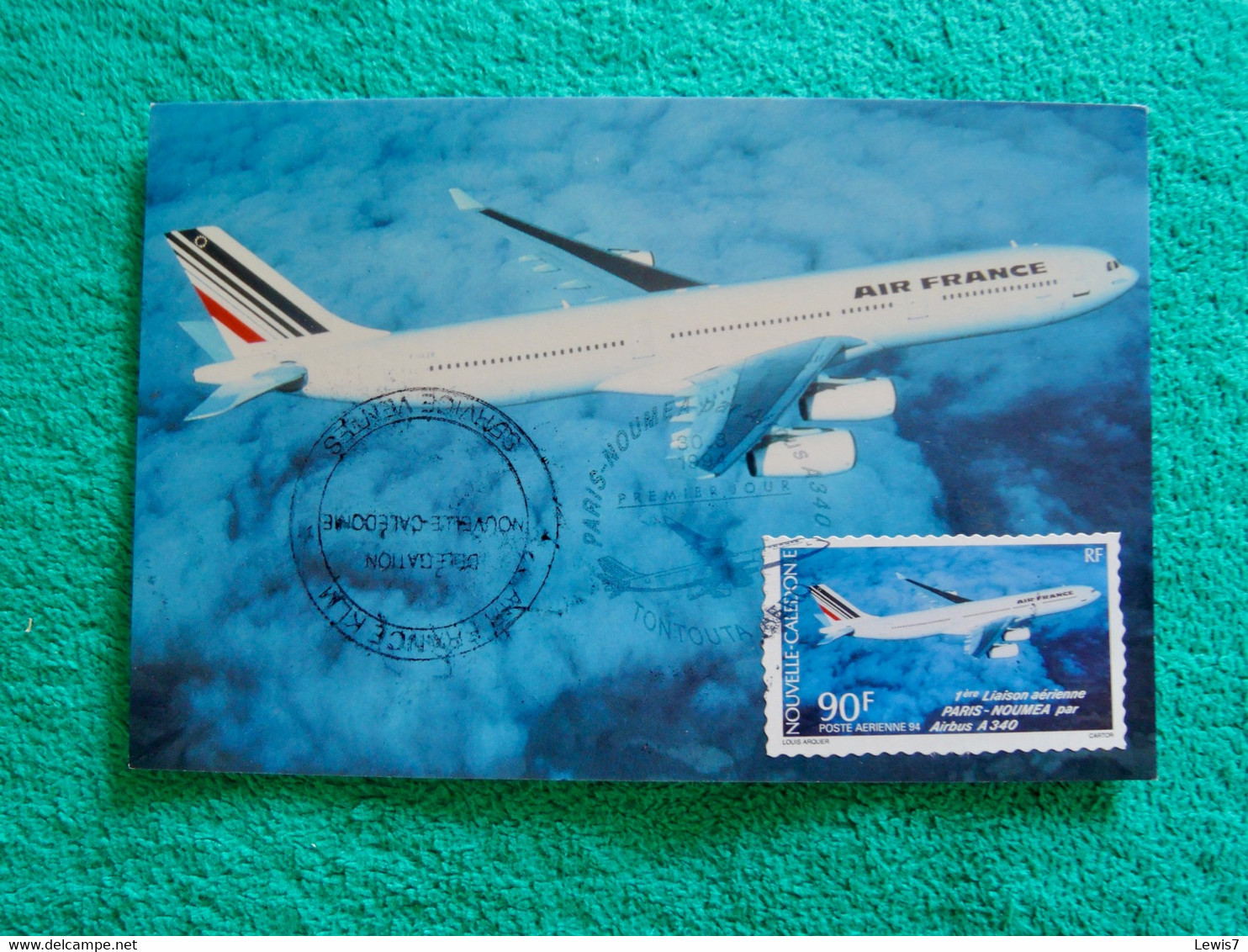 Carte Maximum : AIRBUS A 340 - AIR FRANCE Paris / Noumea - Schrijfbenodigdheden