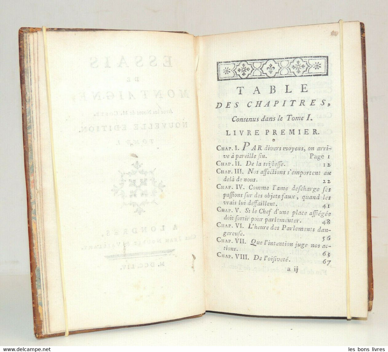 1754. Essais De Michel De Montaigne. Londres, Jean Nourse & Vaillant - Tot De 18de Eeuw