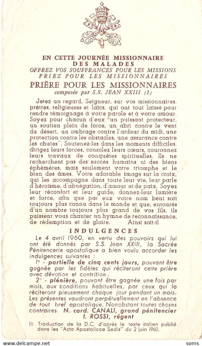 Image Du Bienheureux Théophane Vénard, Mlissionnaire, Martyr Du Tonkin, Décapité En 1861, Prière De Jean XXIII - Santini