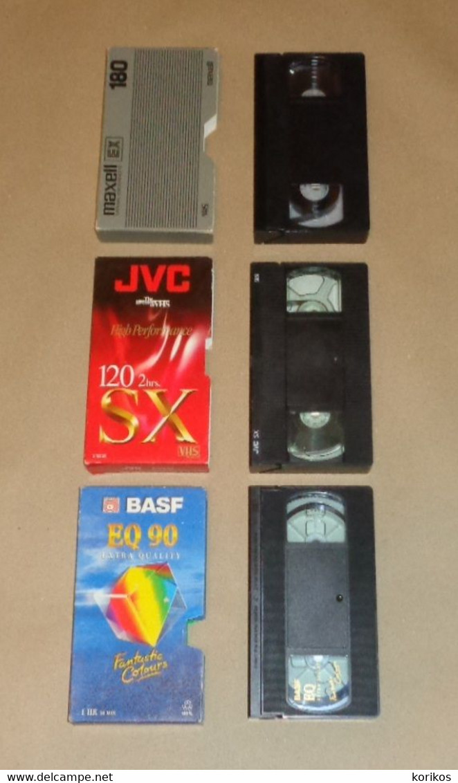 VHS EX180 SX120 EQ90 VIDEO TAPES CASSETTES REWRITABLE - PAL SECAM - LOT OF THREE (3) - USED - Autres & Non Classés