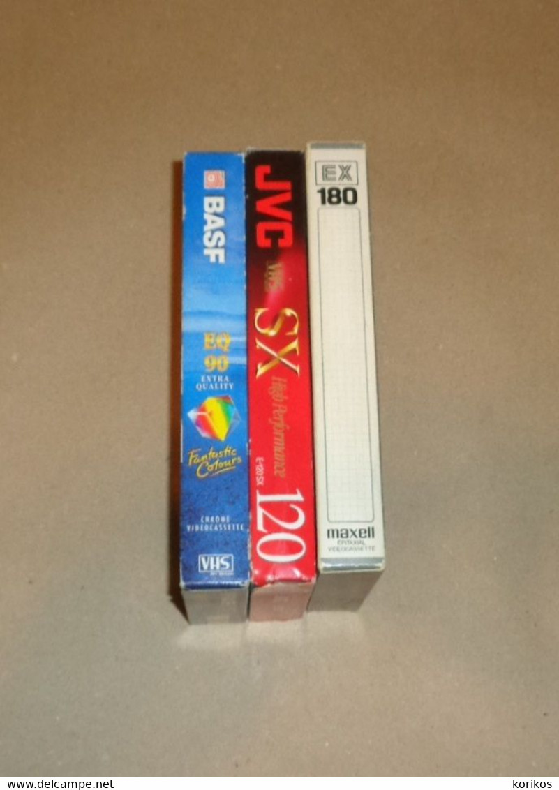 VHS EX180 SX120 EQ90 VIDEO TAPES CASSETTES REWRITABLE - PAL SECAM - LOT OF THREE (3) - USED