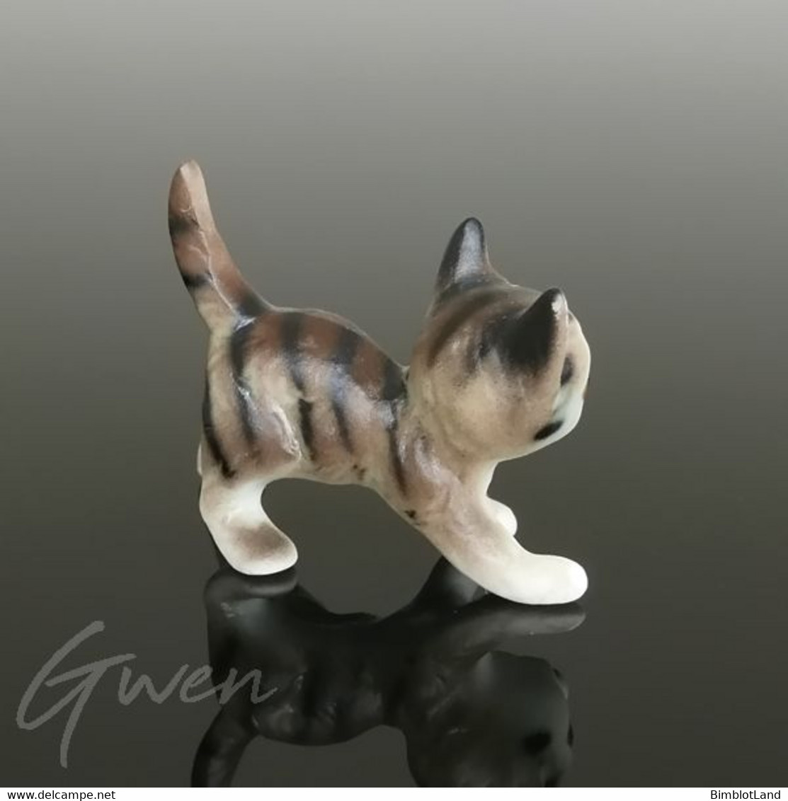 Ancienne Miniature Figurine Chat Chaton Sujet Porcelaine 3cm Japon - Animaux