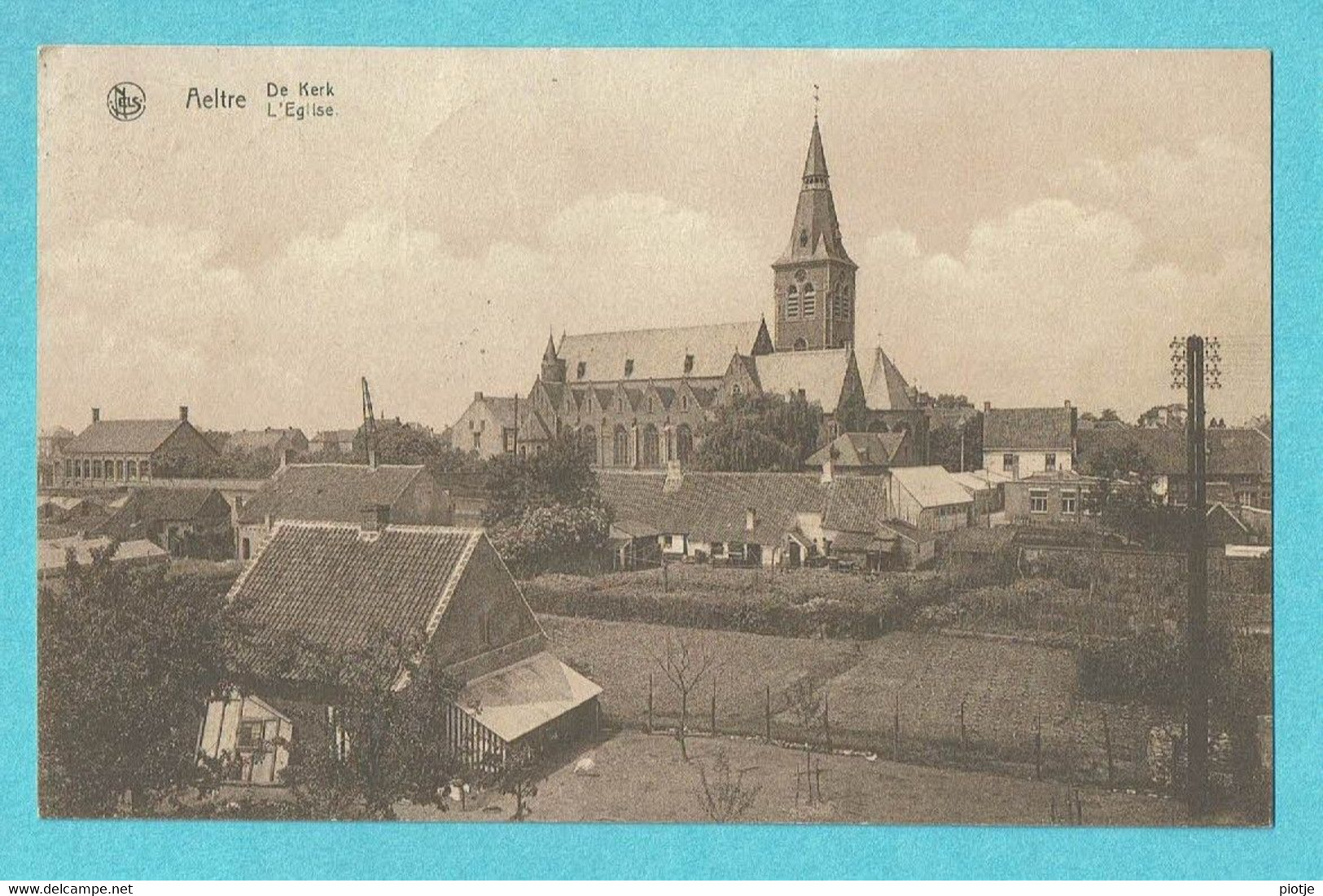 * Aalter - Aeltre (Oost Vlaanderen) * (Nels, Drukk. Faut) De Kerk, L'église, Church, Kirche, Panorama, Algemeen Zicht - Aalter