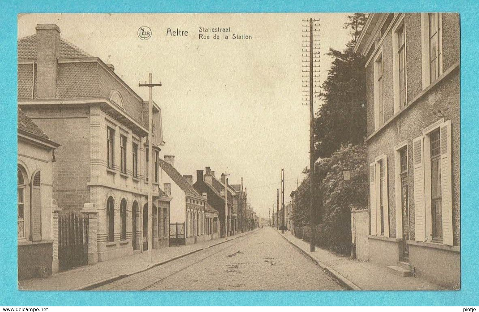 * Aalter - Aeltre (Oost Vlaanderen) * (Nels, Drukk. Faut) Statiestraat, Rue De La Station, Straatzicht, Rare, Old - Aalter