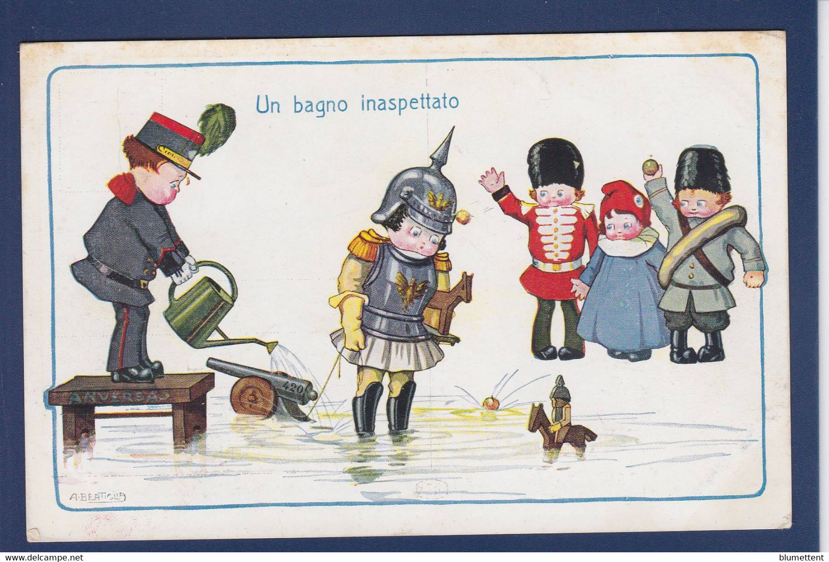 CPA Bertiglia Enfant écrite Guerre War WWI Militaria Satirique - Bertiglia, A.