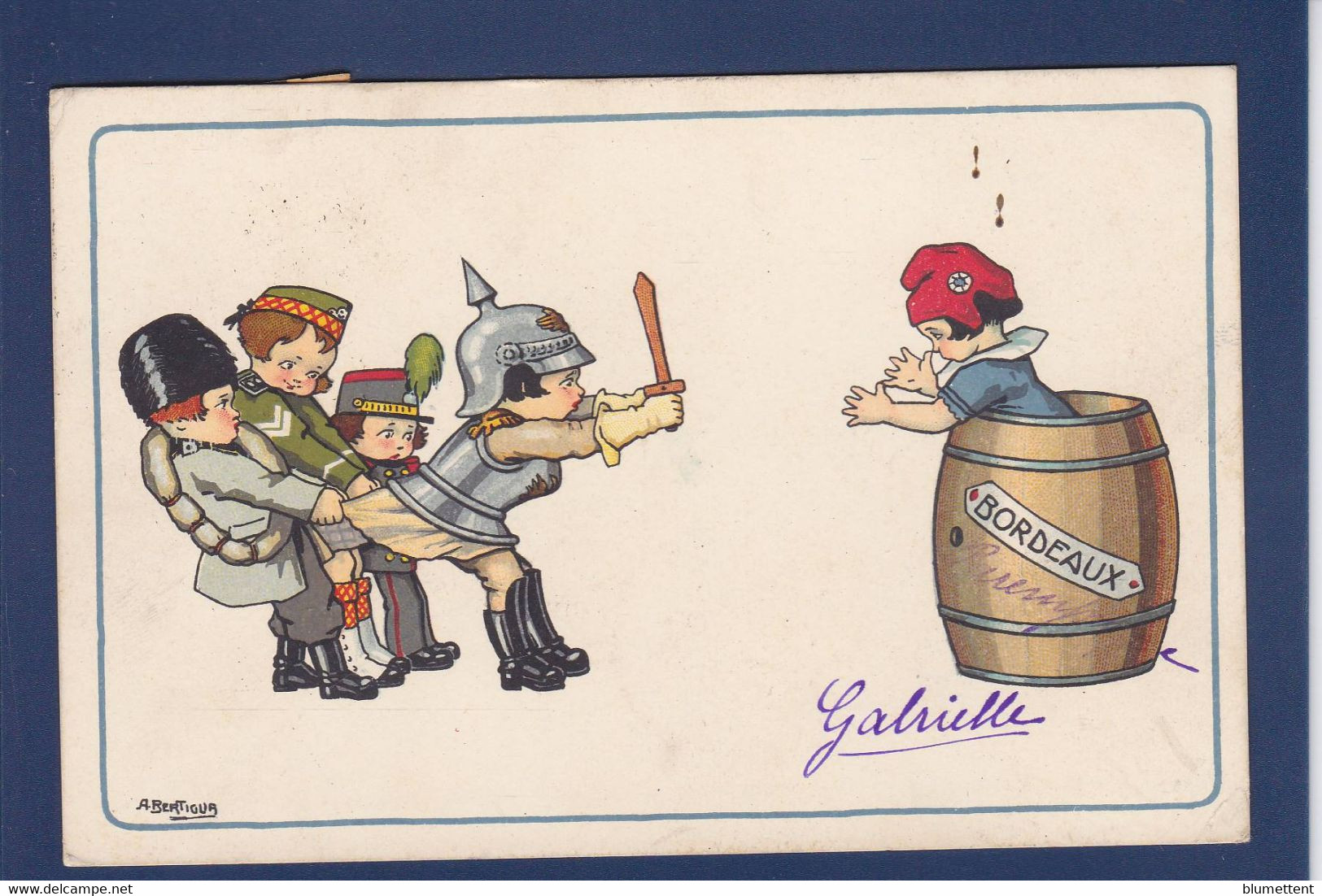 CPA Bertiglia Enfant Circulé Guerre War WWI Militaria Satirique - Bertiglia, A.