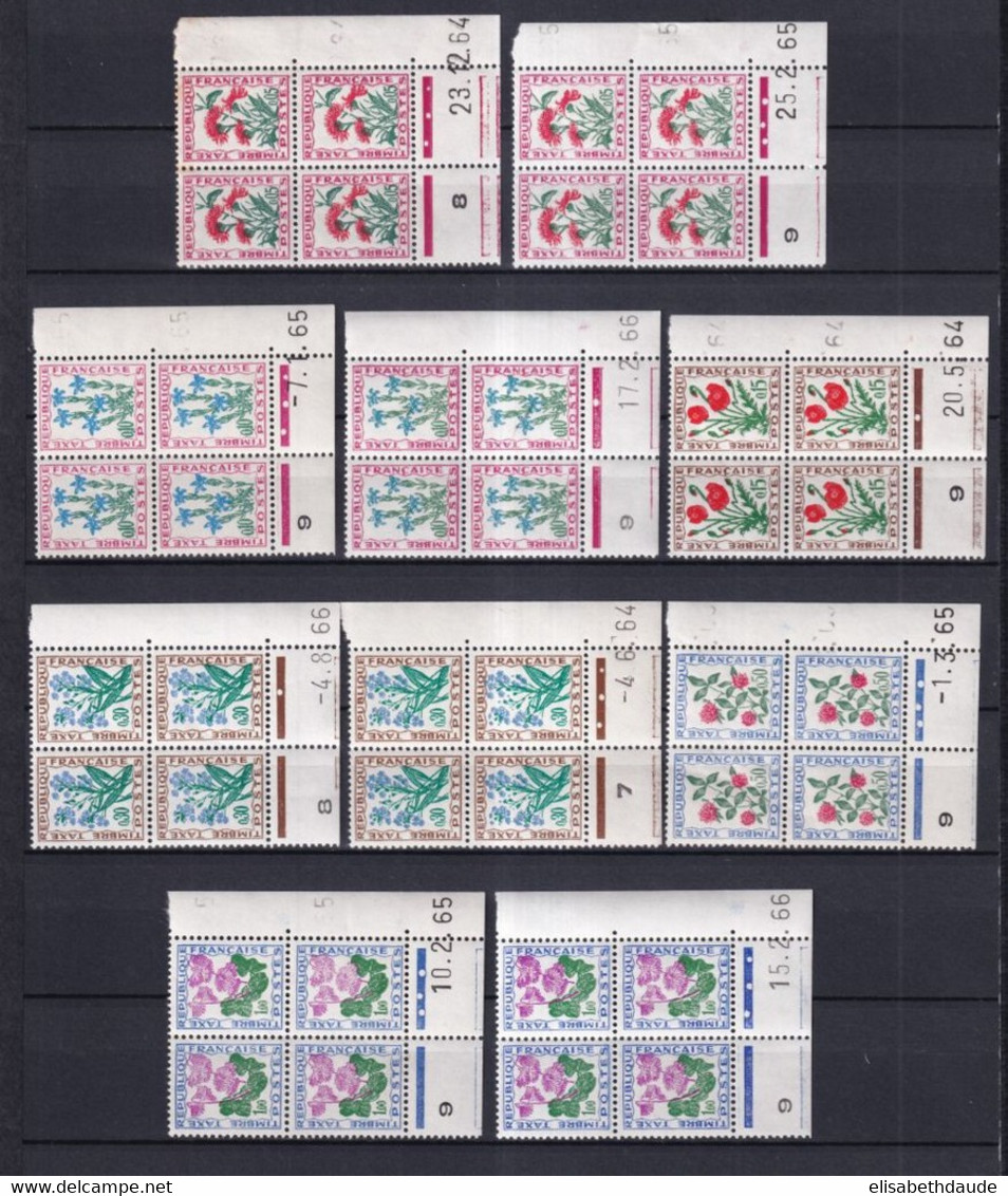 1964/1966 - TAXE FLEURS BLOCS De 4 COINS DATES ! - PETIT LOT ** MNH - - Impuestos