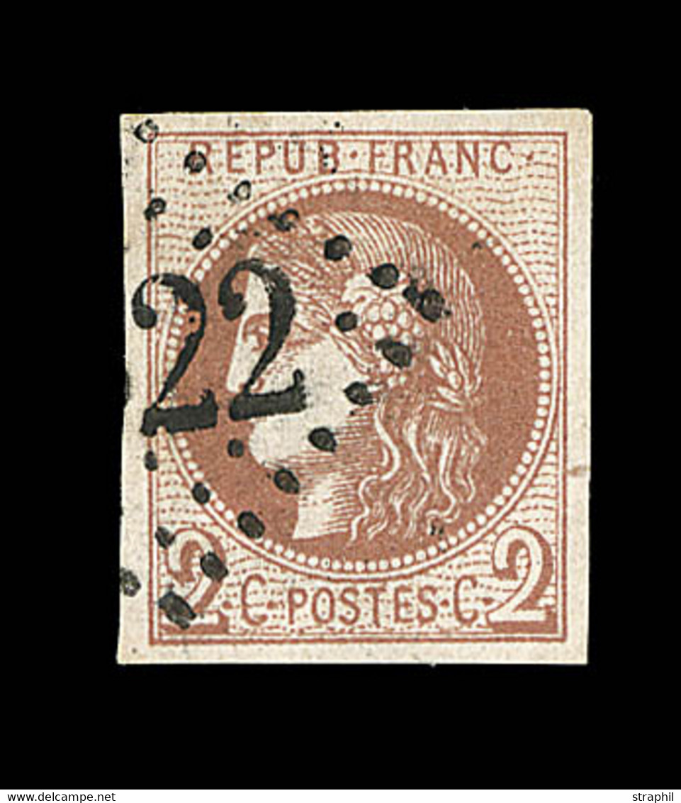 O EMISSION DE BORDEAUX - O - N°40Bg - 2c Chocolat - RII - TB - 1870 Emission De Bordeaux