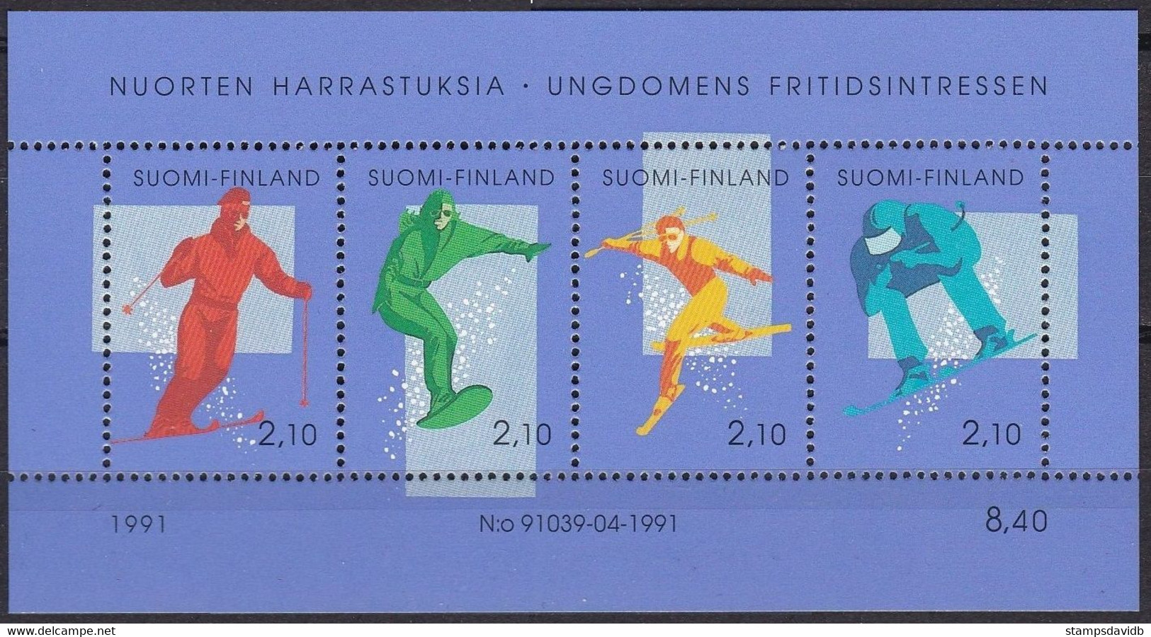 1991 Finland 1152-1155/B8 Winter Sports In The Alps - Water-skiing