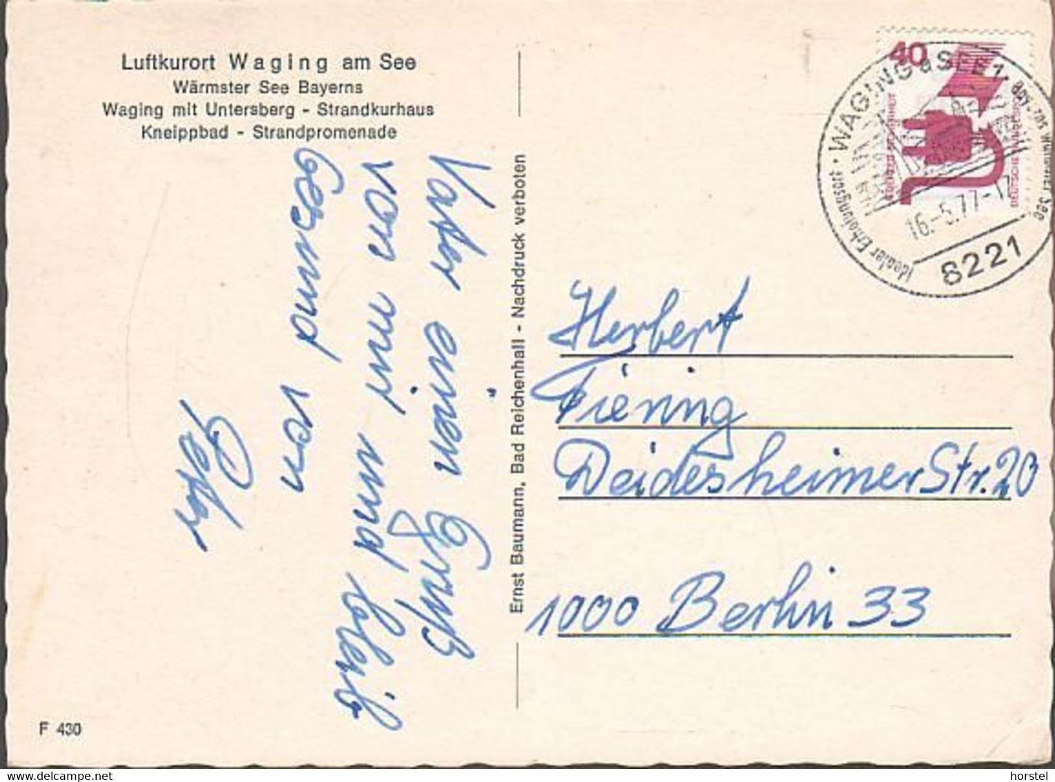 D-83329 Waging A.See - Alte Ansichten - Kneippbad - Strandkurhaus - Strandpromenade - Nice Stamp - Waging