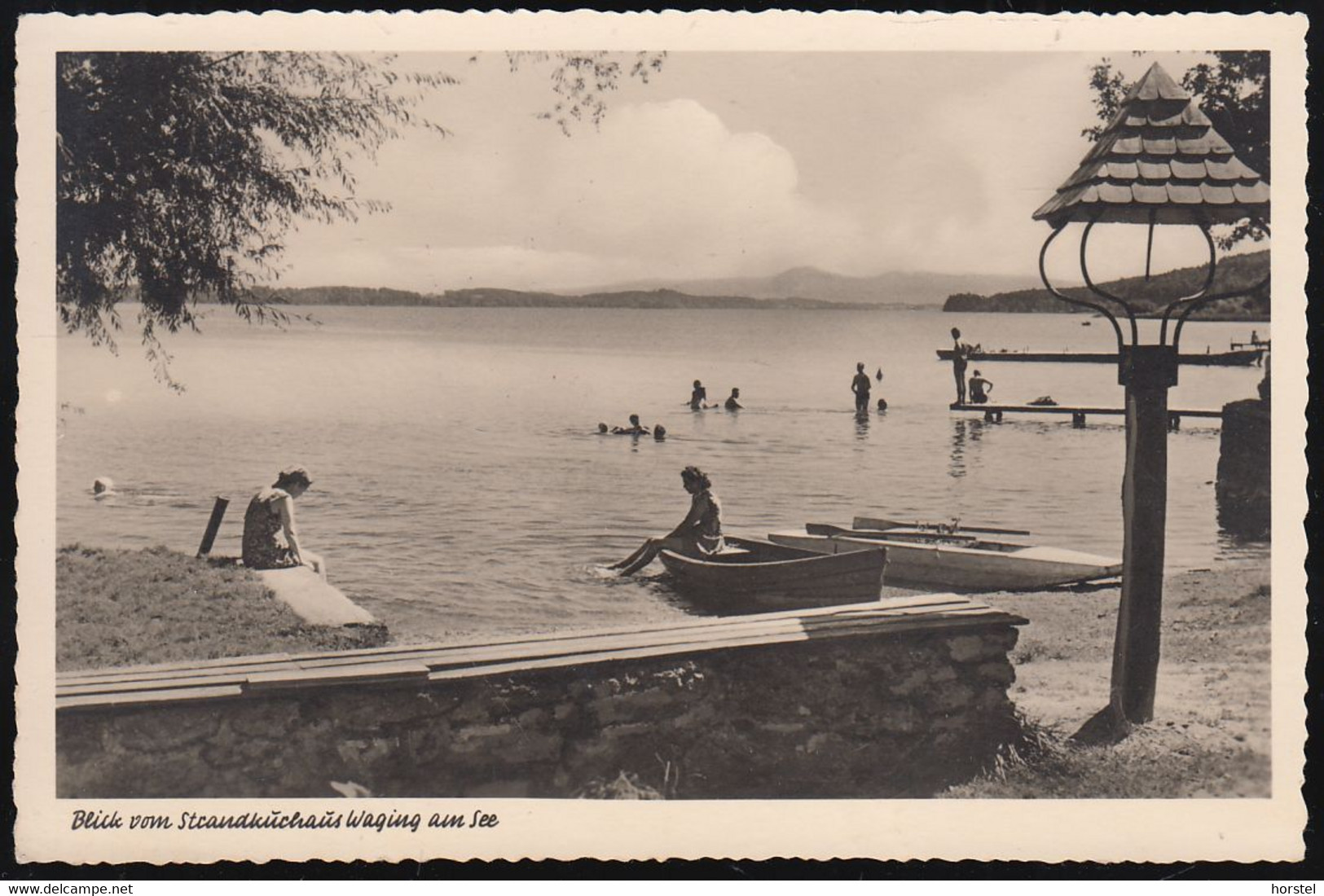 D-83329 Waging A.See - Badestelle - Blick Vom Strandkurhaus ( Echt Foto 1955) - Waging