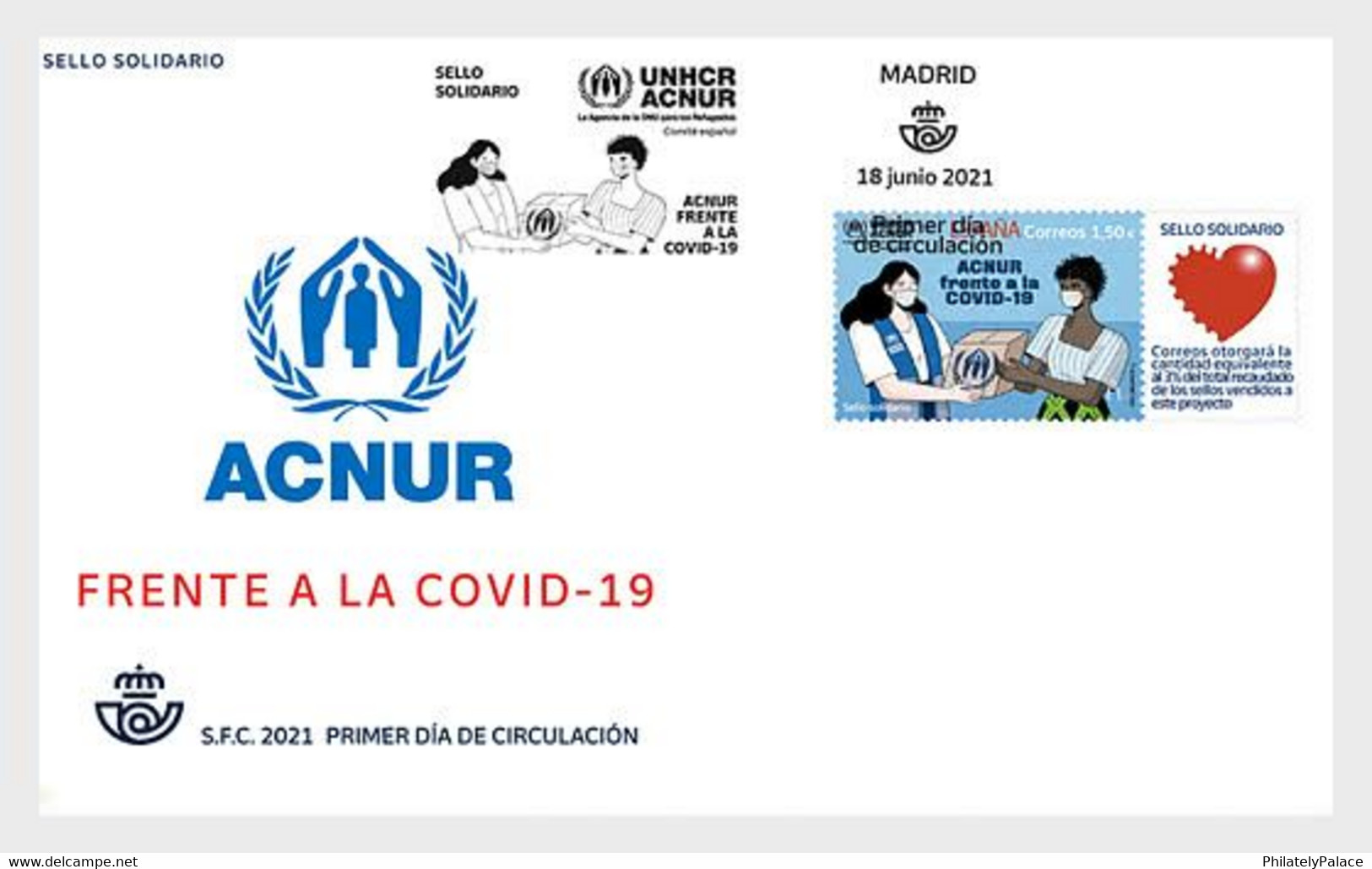 Spain 2021 UNHCR Pandemic Special Issue Fight Virus Covid-19 FDC Mint Doctor Coronavirus (**) - Cartas & Documentos