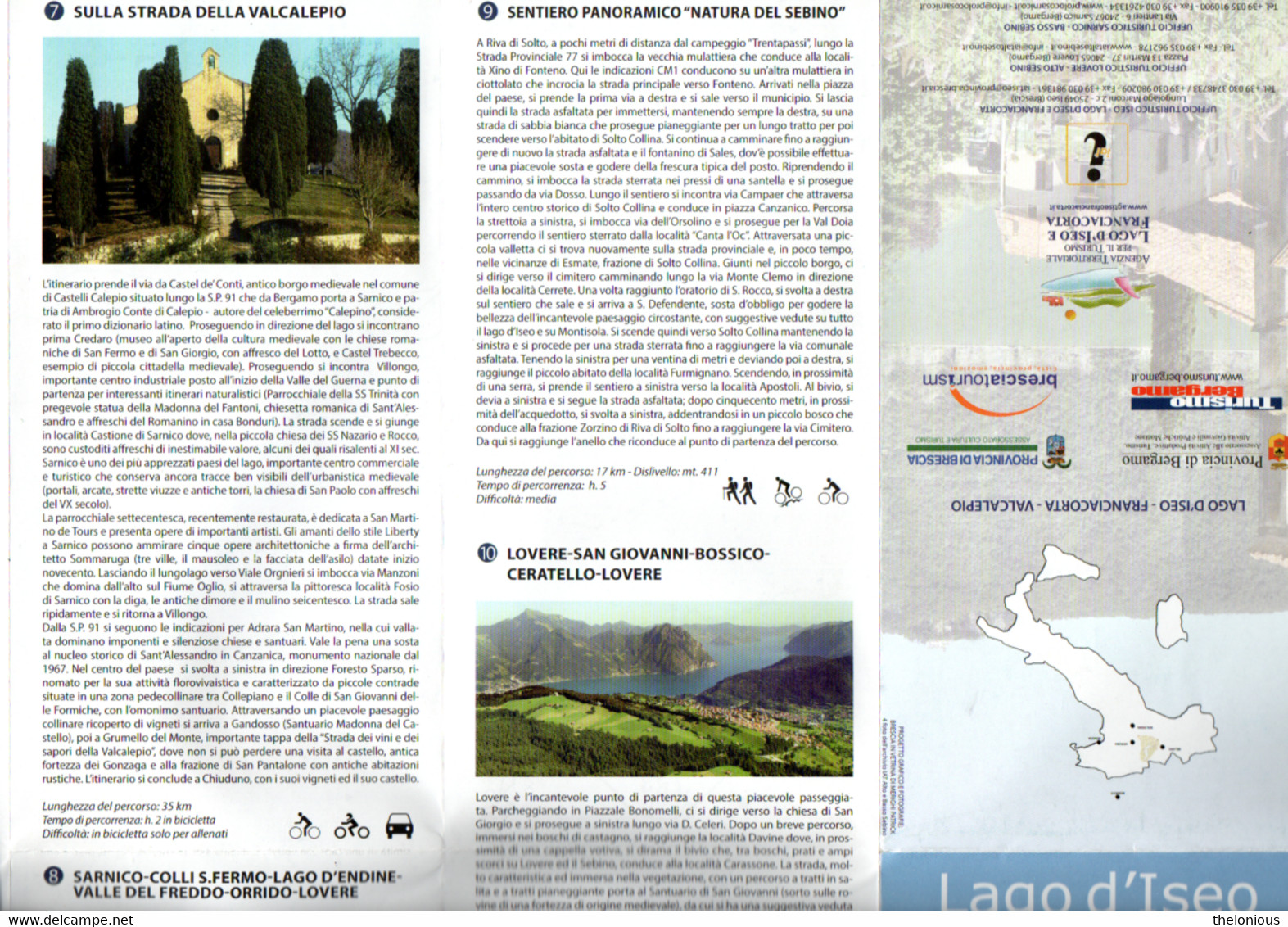 # Lago D'Iseo: Franciacorta, Valcaleppio (Carta Territorio - Itinerari Turistici) - Turismo, Viaggi