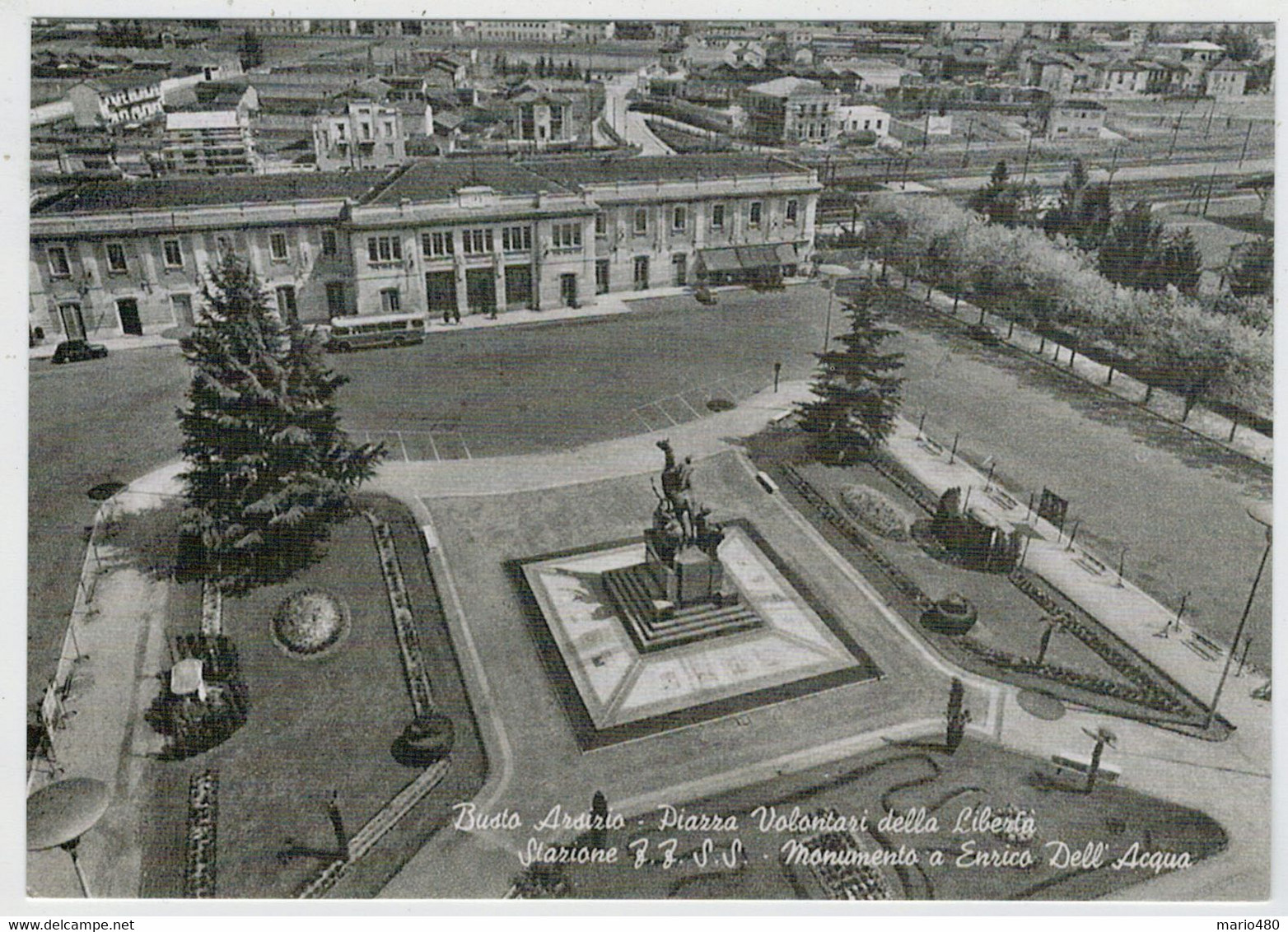 BUSTO  ARSIZIO  PIAZZA  VOLONTARI  DELLA  LIBERTA' STAZIONE F.F.S.S.  MONUMENTO A ENRICO DELL' ACQUA       (NUOVA) - Busto Arsizio