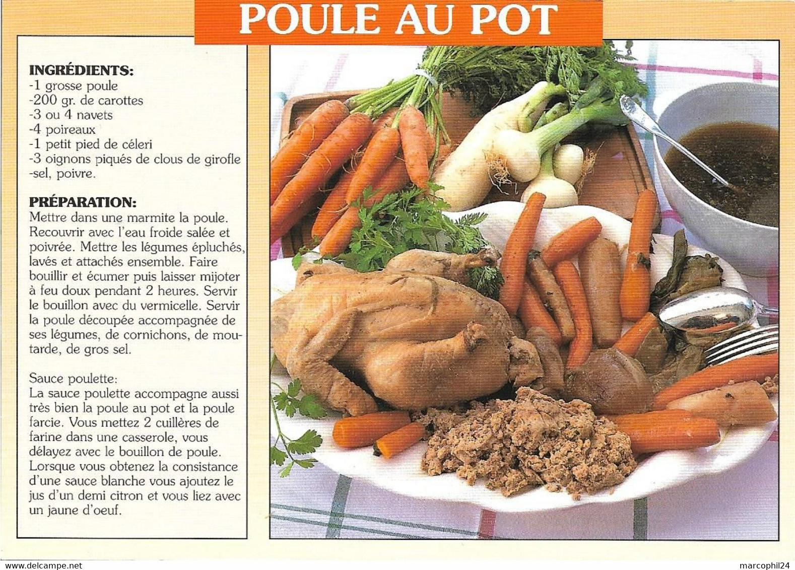 TRADITIONS + Carte Postale Neuve : RECETTE - POULE AU POT + AS DE COEUR 19 055 - Recettes (cuisine)