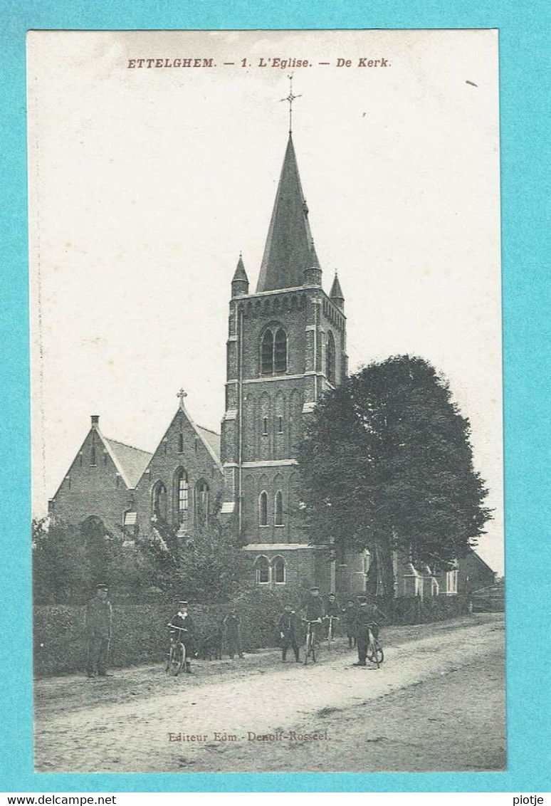 * Ettelgem - Ettelghem (Oudenburg - West Vlaanderen) * (Editeur Edm. Denolf - Rosseel, Nr 1) église, Kerk, Animée, TOP - Oudenburg