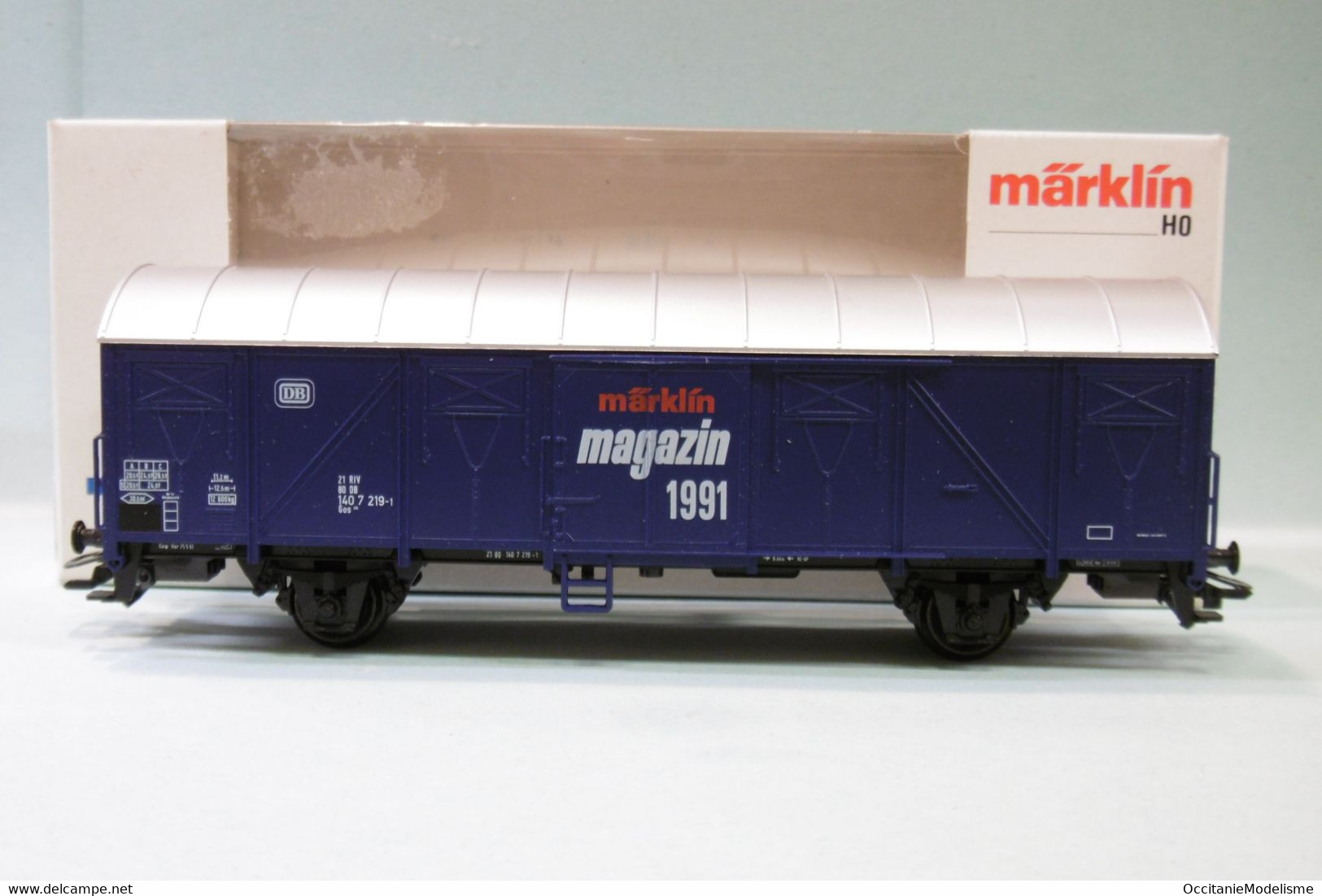 Märklin 3 Rails - WAGON COUVERT Bleu DB Magazin 1991 Réf. 84627 BO HO 1/87 - Vagoni Merci