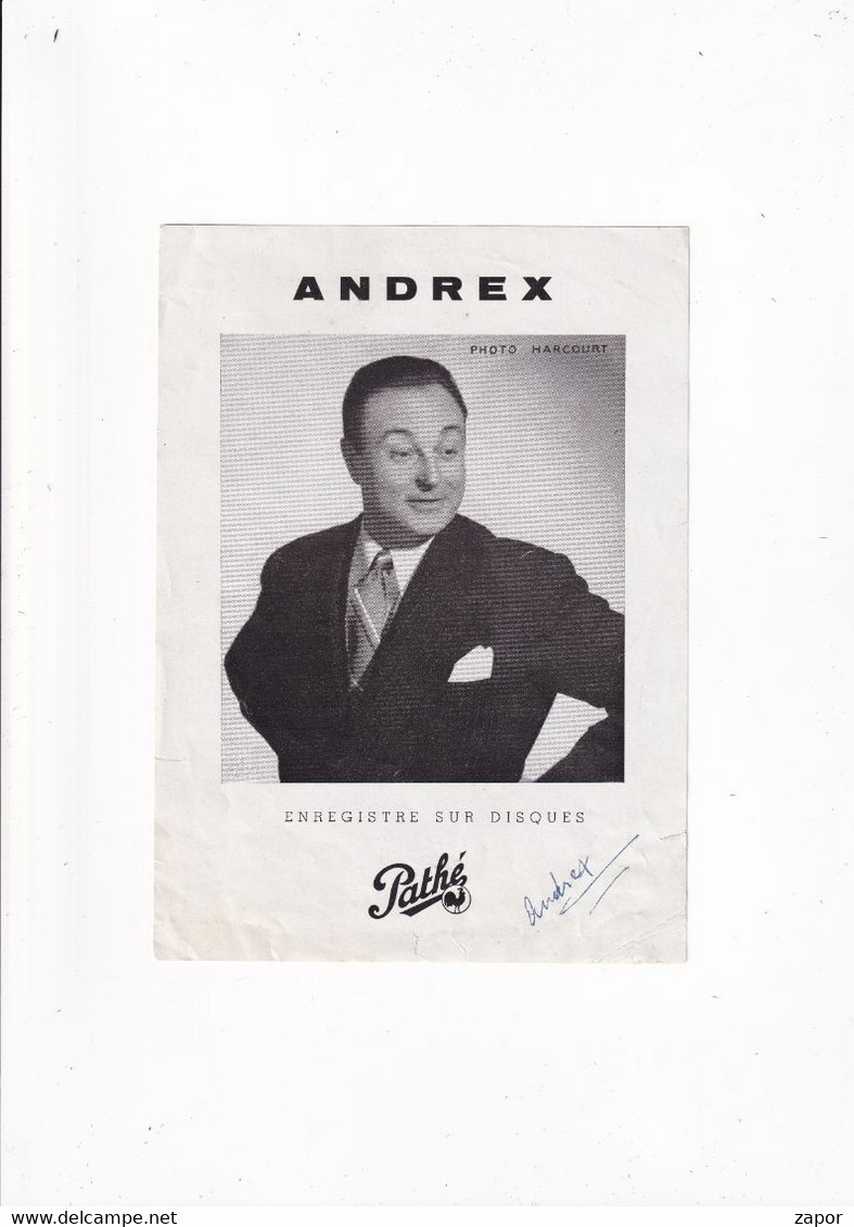 Andrex - Enregistre Sur Disques Pathé - Photo Harcourt - Autogramme