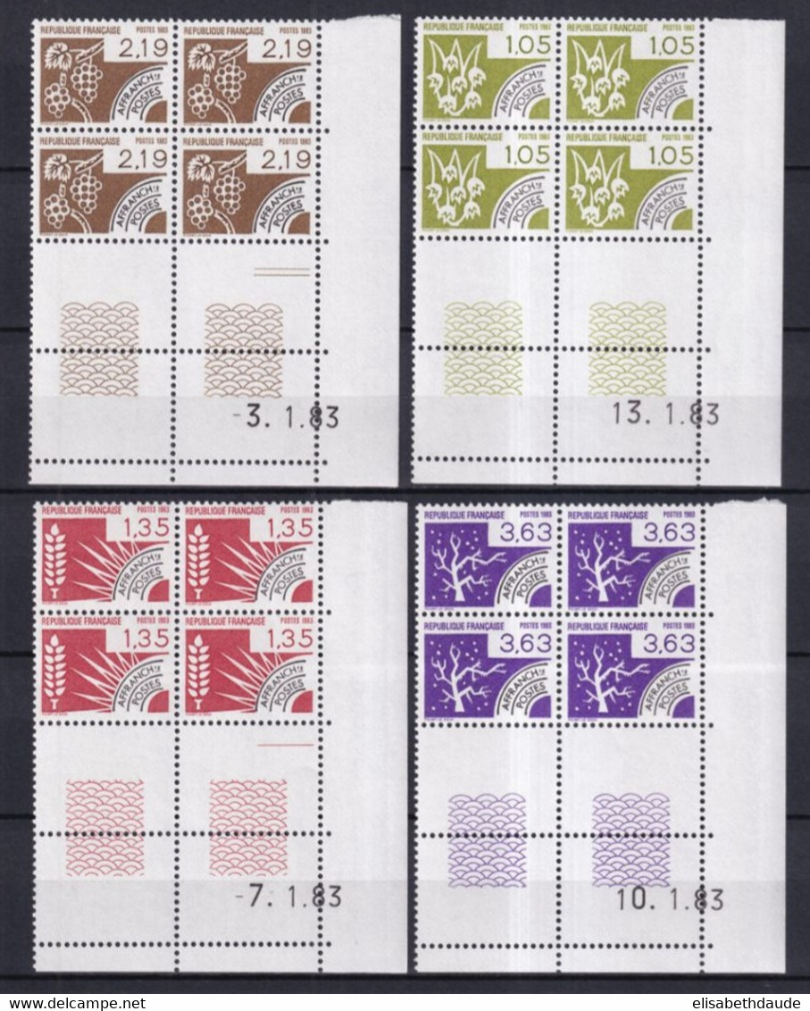 1983 - PREOBLITERES SERIE 4 SAISONS !  COINS DATES ! YVERT N° 178/181 ** MNH - COTE = 18.5 EUR - Prematasellados