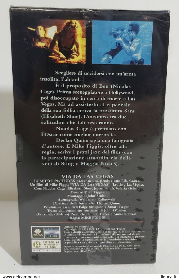 I105600 VHS - Via Da Las Vegas - Mike Figgis - SIGILLATO - Dramma