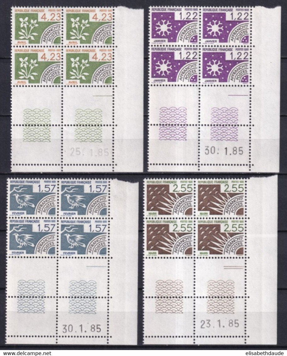 1985 - PREOBLITERES SERIE MOIS DE L'ANNEE !  COINS DATES ! YVERT N° 186/189 ** MNH - COTE = 32.5 EUR - Preobliterati