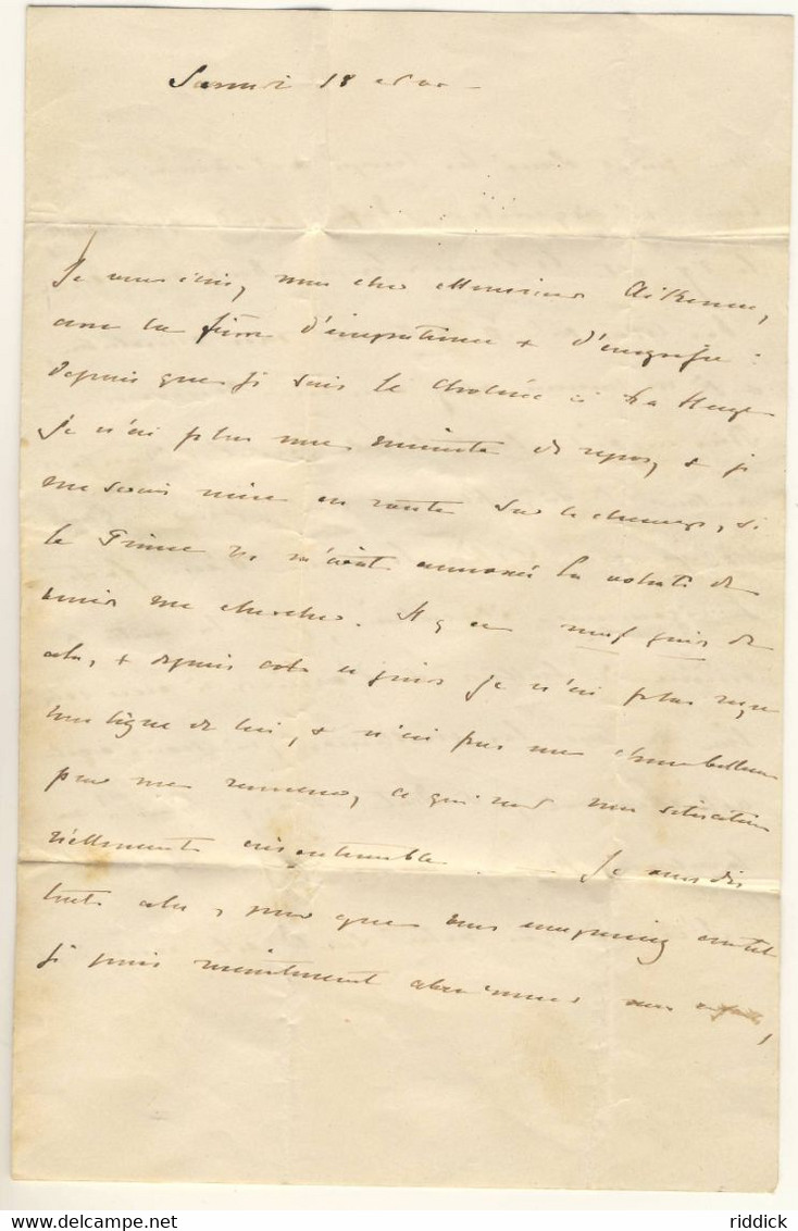 Lettre Autographe Stuttgart De 1848 De Sophie De Wurtemberg Adressée Au Gouverneur Du Prince Héritier D'Orange + Marques - Autres & Non Classés