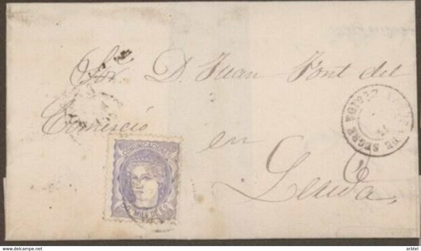 ESPAÑA ARTESA DE SEGRE A LERIDA MAT LLEGADA 1876 - Storia Postale