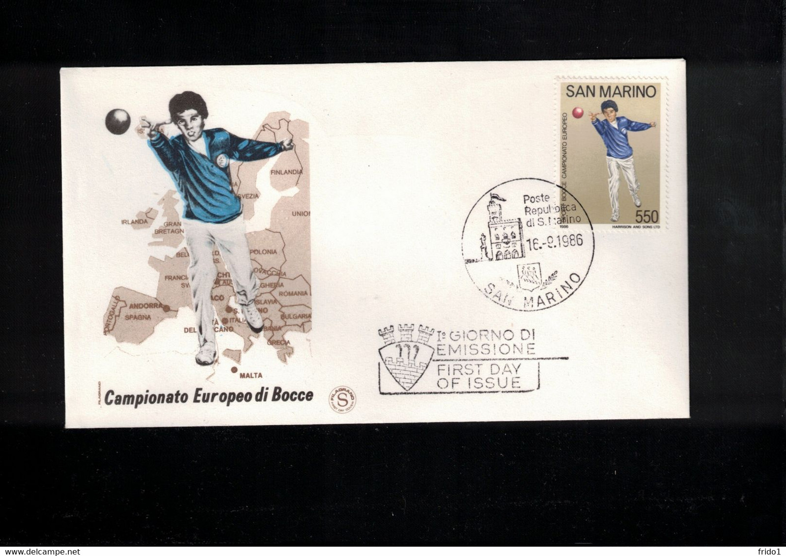 San Marino 1986 European Bowling Championship FDC - Petanque