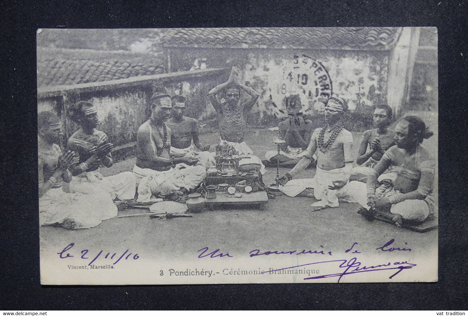 INDE - Type Groupe Sur Carte Postale De Pondichéry Pour La France En 1910 - L 121804 - Briefe U. Dokumente