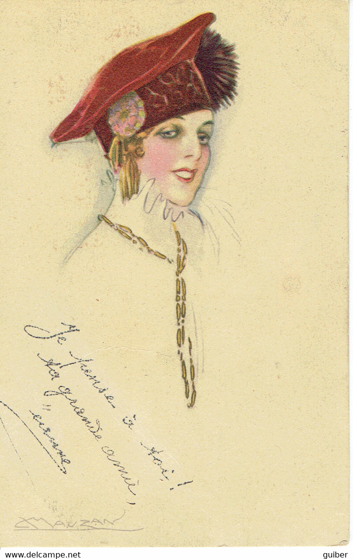 Mauzan (illustrateur) Femme Au Chapeau Portrait - Mauzan, L.A.