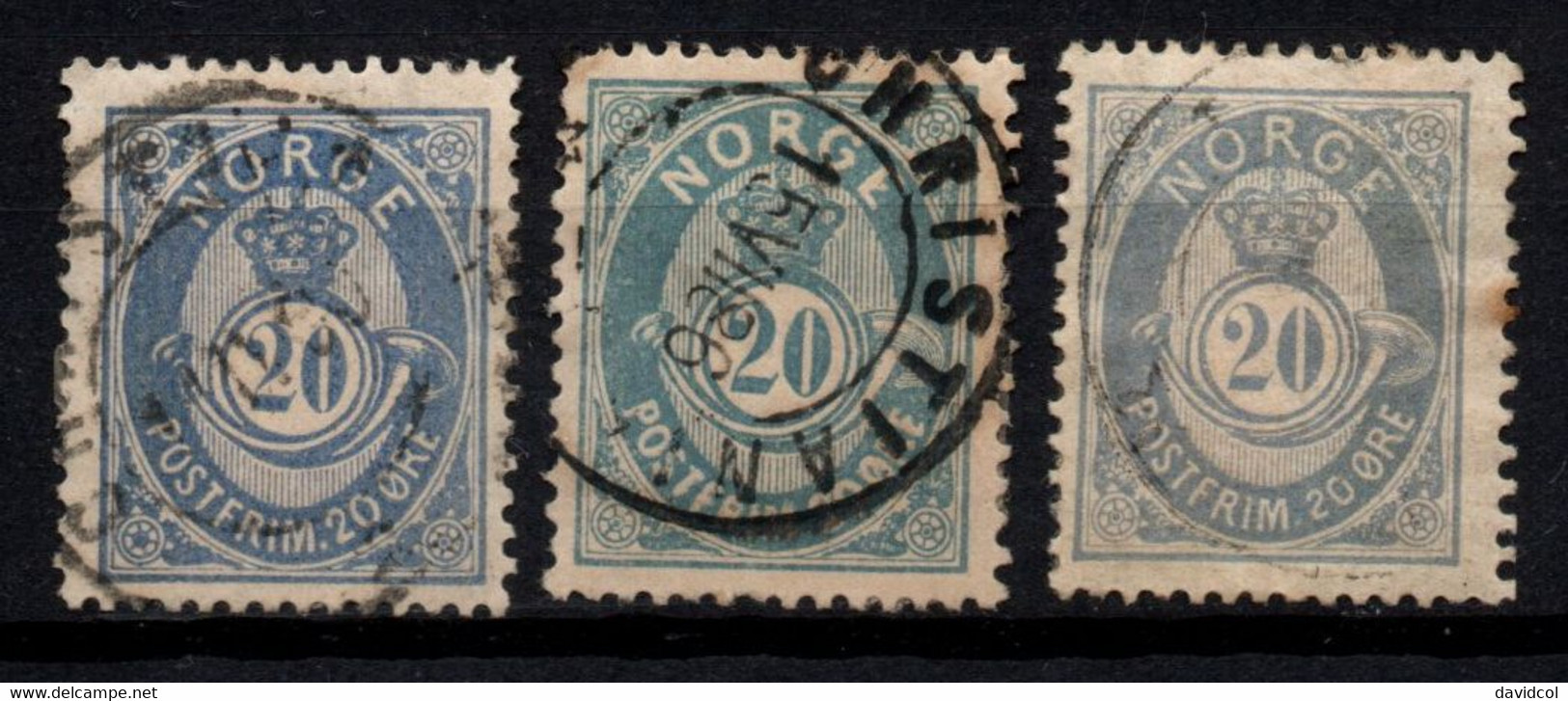 069- NORWAY 1882-1893 - SCOTT#: 44 - USED - 20 O - POSTHORN AND CROWN - Gebraucht