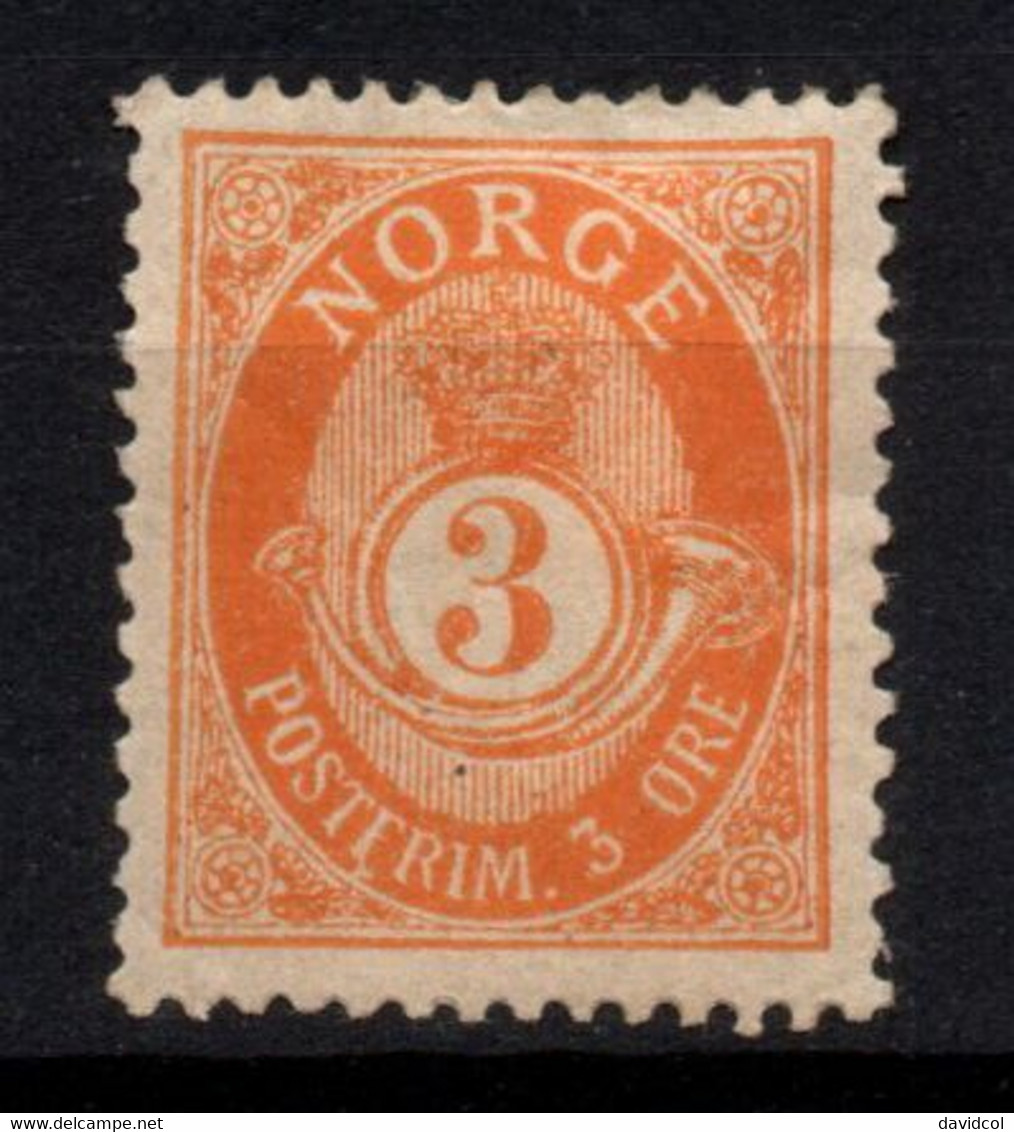 076- NORWAY 1893-1908 - SCOTT#: 49 - 3 O - MH - POSTHORN AND CROWN - Gebraucht