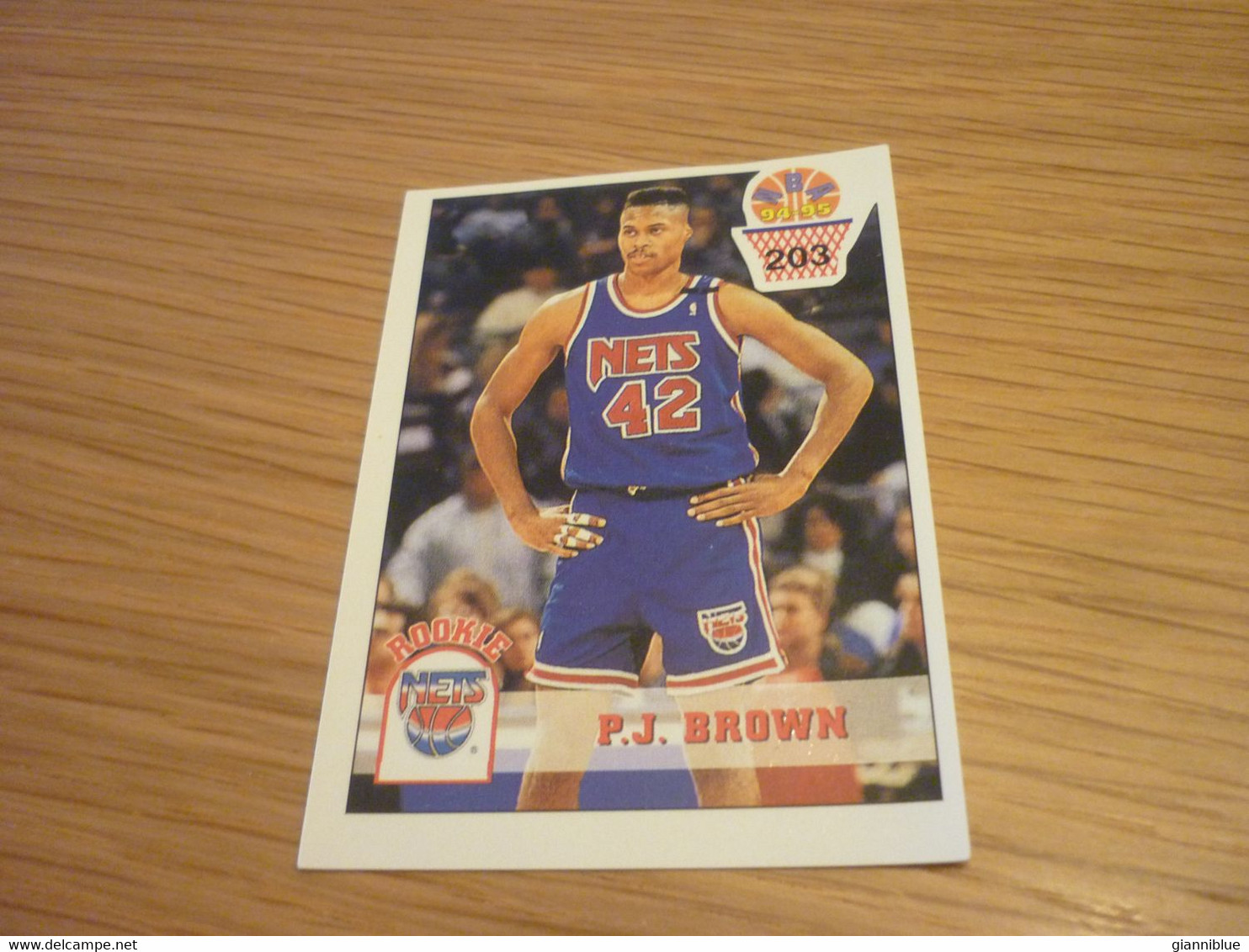 P. J. Brown Rookie New Jersey Nets NBA Basket 94-95 Rare Greek Edition No Panini Basketball Unstuck Sticker #203 - 1990-1999