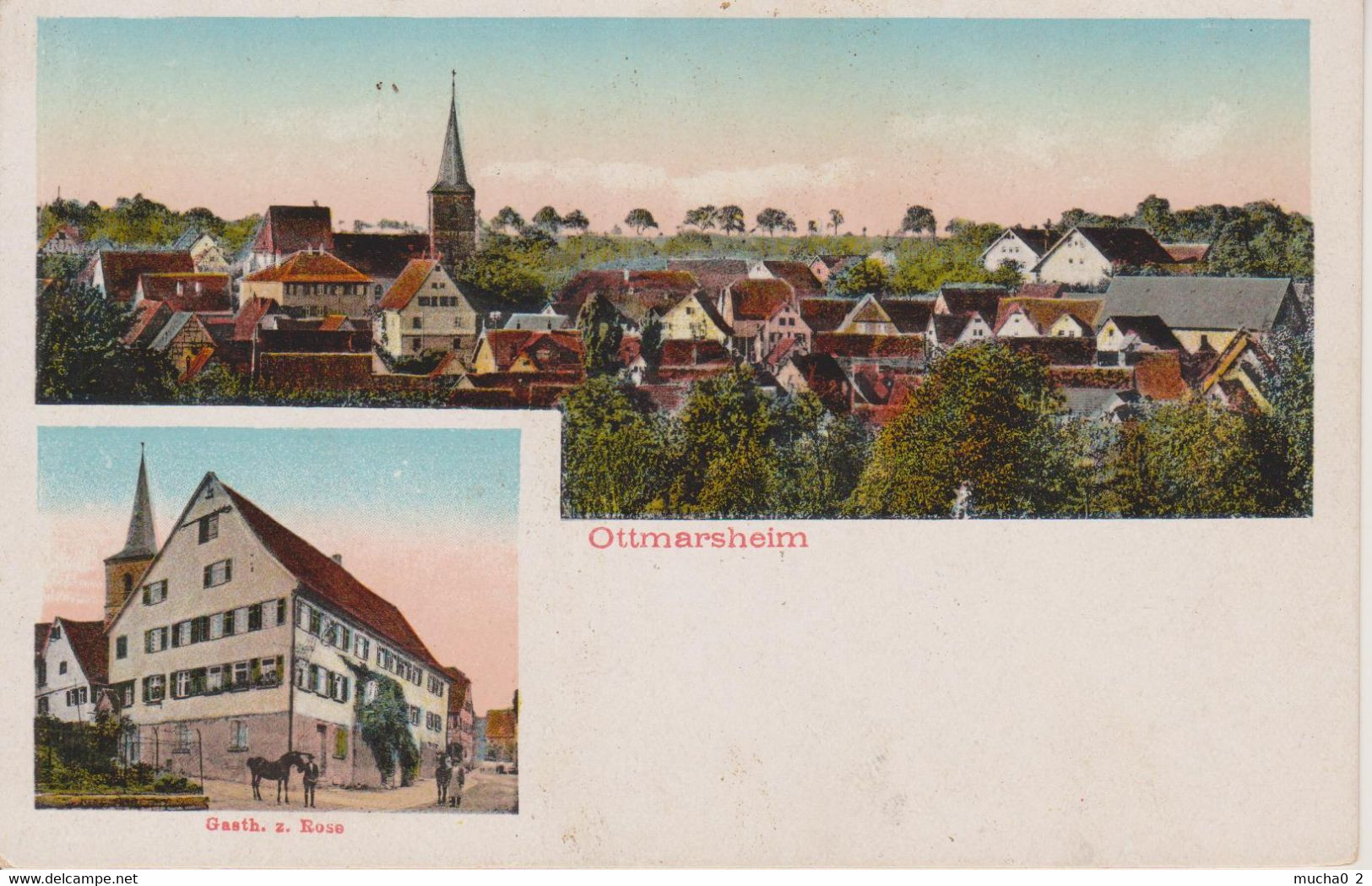 OTTMARSHEIM - LITHO 2 VUES - RESTAURANT ROSE - Ottmarsheim