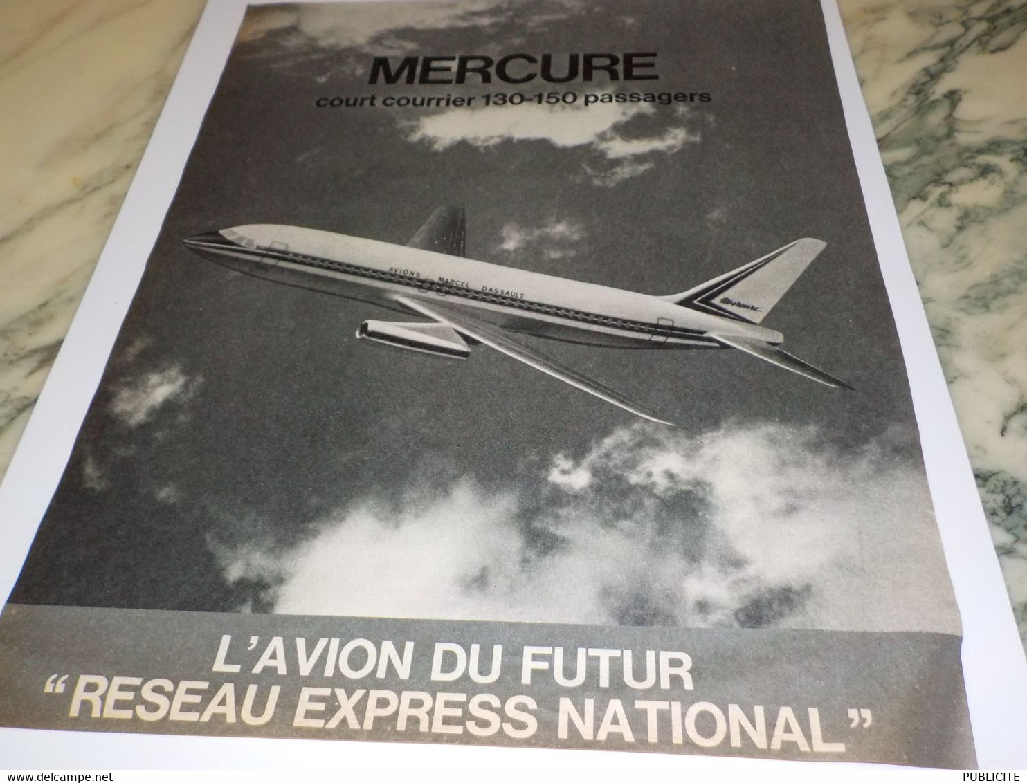 ANCIENNE PUBLICITE   AVION DU FUTUR MERCURE  1971 - Werbung