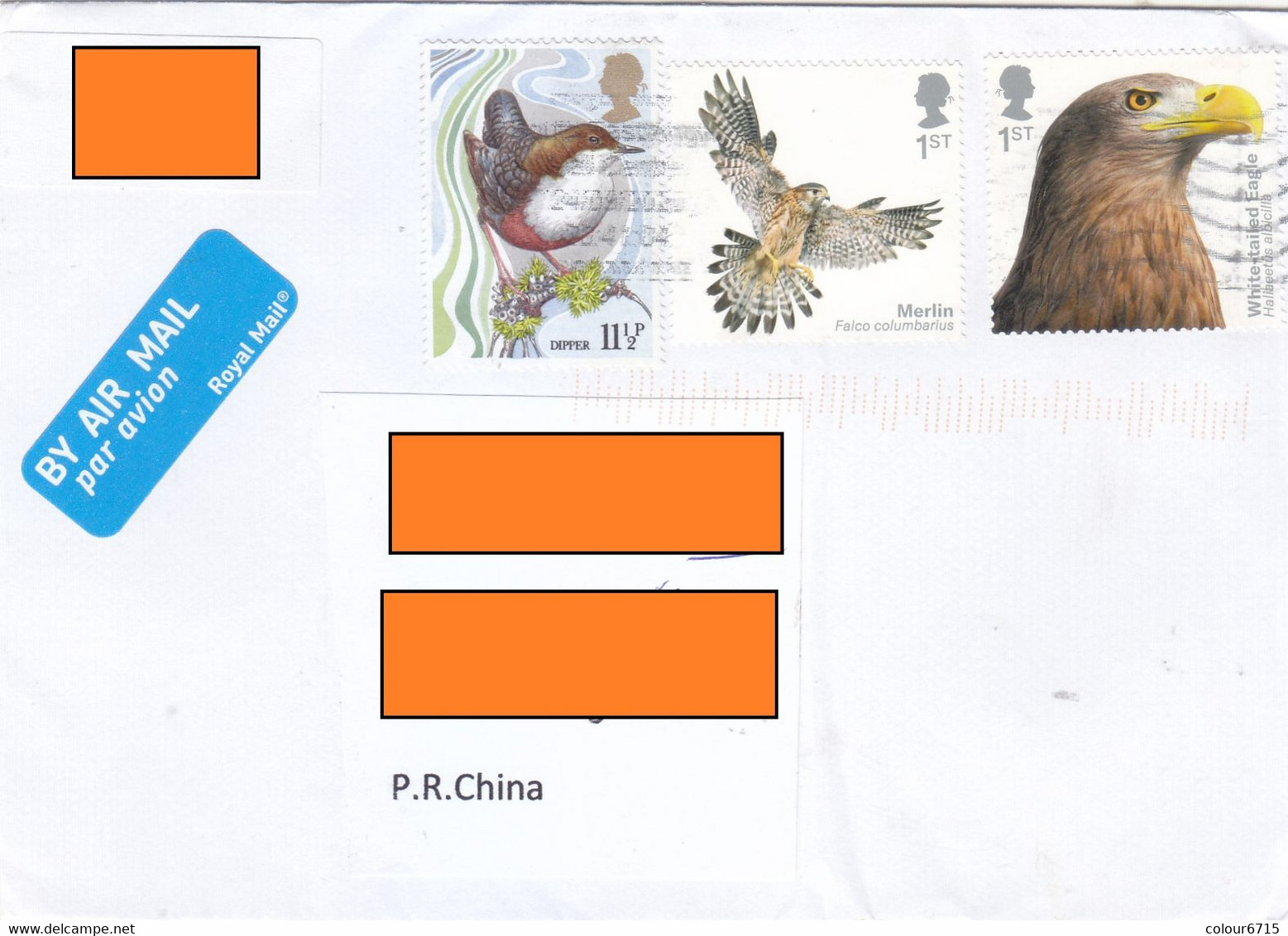 Great Britain/UK Air Mail Cover To China — 2019 Birds Of Prey/1980 Birds Stamps - Storia Postale