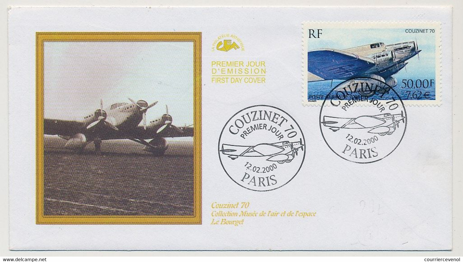 FRANCE - Env FDC - N° PA 64 - Couzinet 70 - Paris 12/02/2000 - 2000-2009