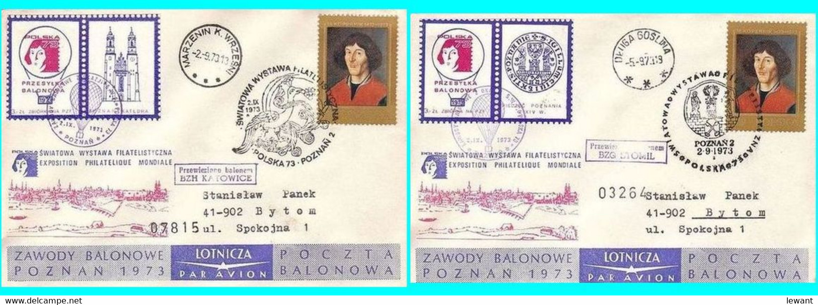 1973 Balloon Mail - Transported In A Balloon BZG KATOWICE And BZG STOMIL (Copernicus) - Ballonpost