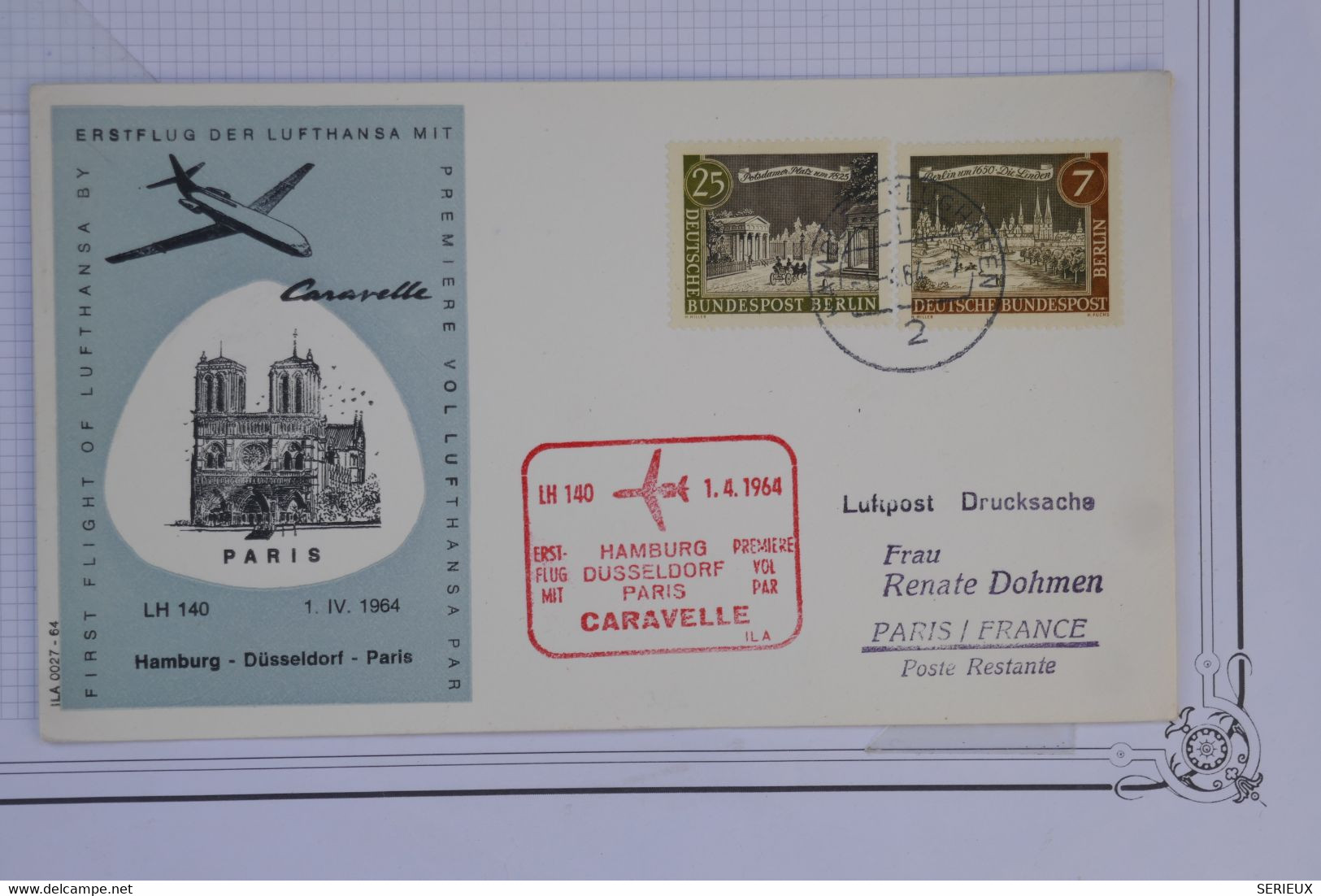 AV4 GERMANY  BELLE LETTRE  1964  HAMBURG PARIS FRANCE + A VOIR +++AFFRANCH.  PLAISANT - 1960-.... Covers & Documents