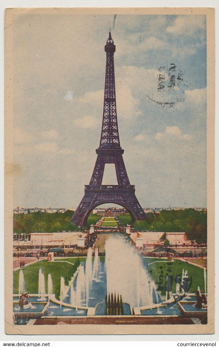 France => Vignette Touristique "Paris (Tour Eiffel)" Sur CP Affr 1,50 Cérès - 1948 - Lettere
