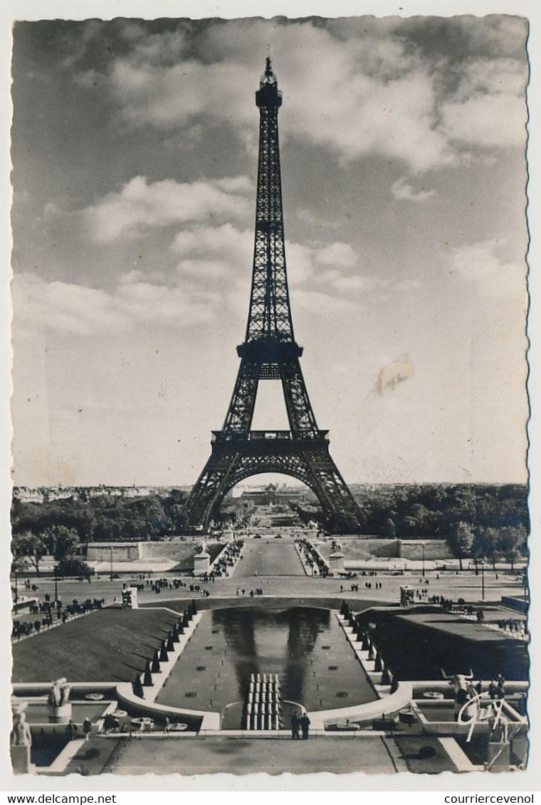 France => Vignette Touristique "Paris (Tour Eiffel)" Sur CP Affr 6F + 4F St Nazaire - Cachets Privés Tour Eiffel - 1947 - Lettere