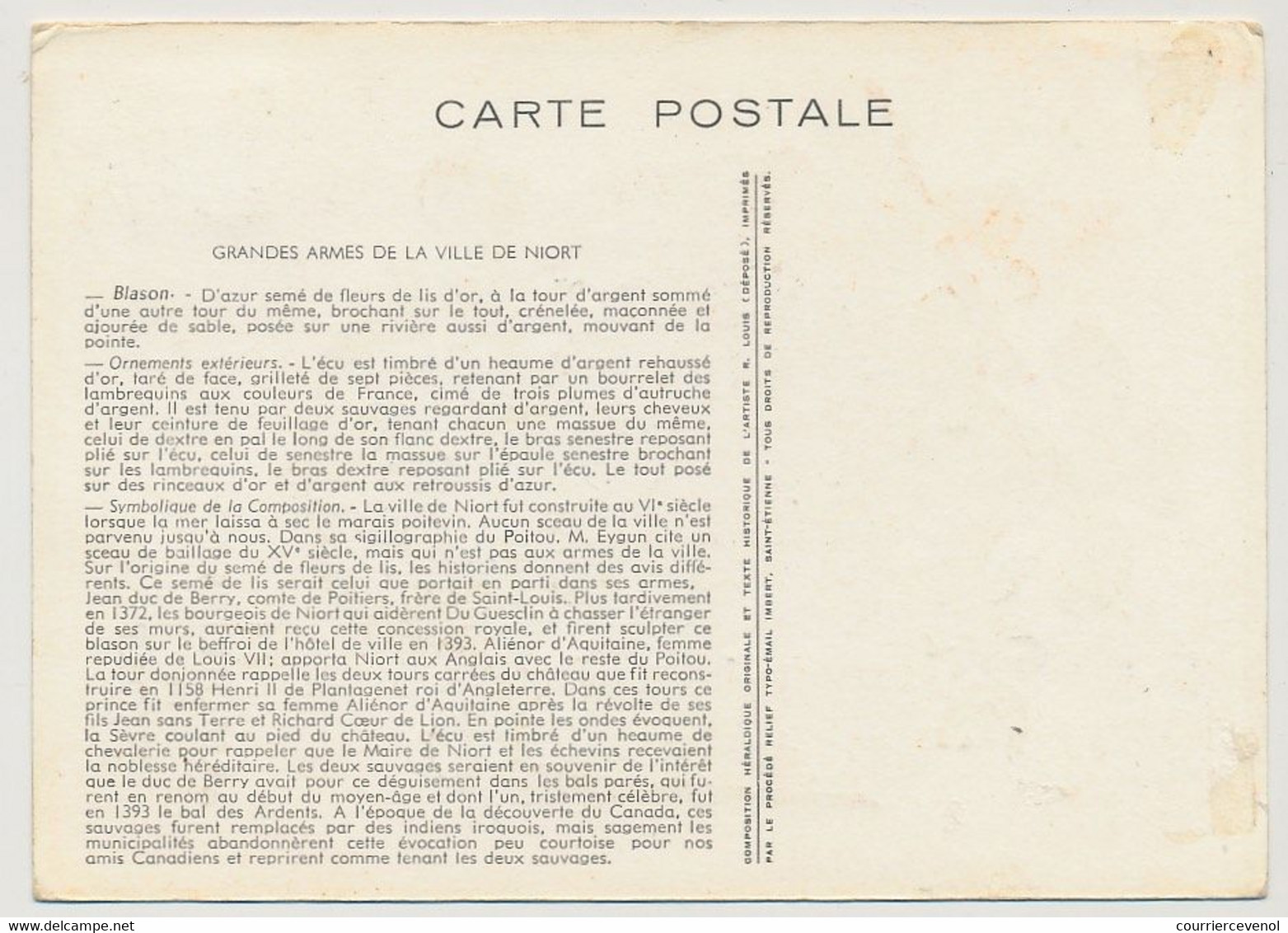 FRANCE => Carte Maximum - 0,01 Blason (Armoiries) De NIORT - 25/1/1964 - NIORT - 1960-1969