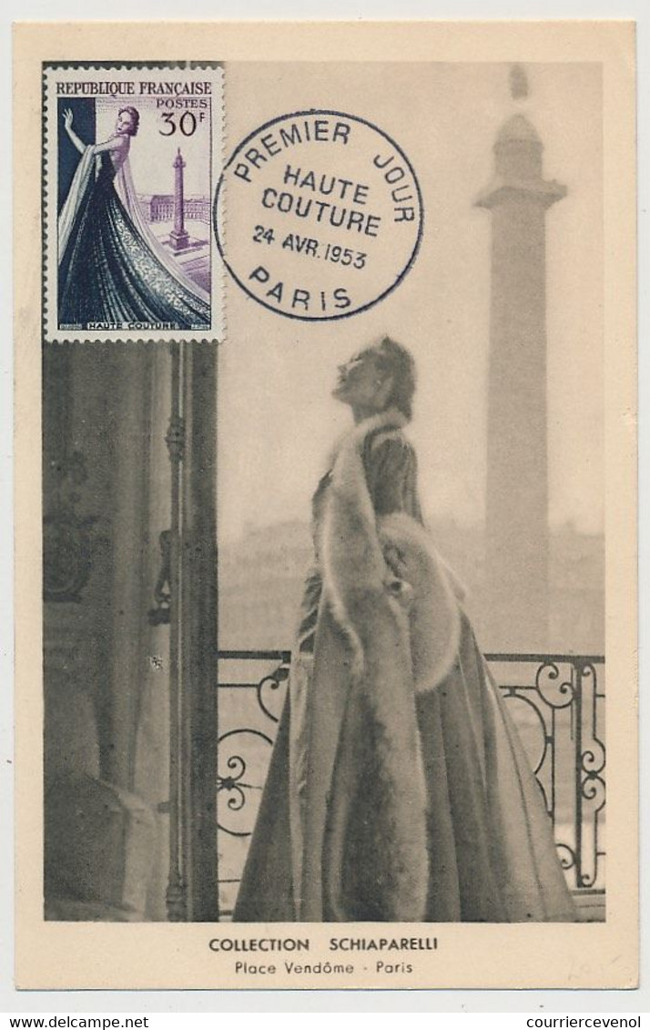 FRANCE => Carte Maximum - 30F Haute Couture - Paris - 24 Avril 1953 - 1950-1959