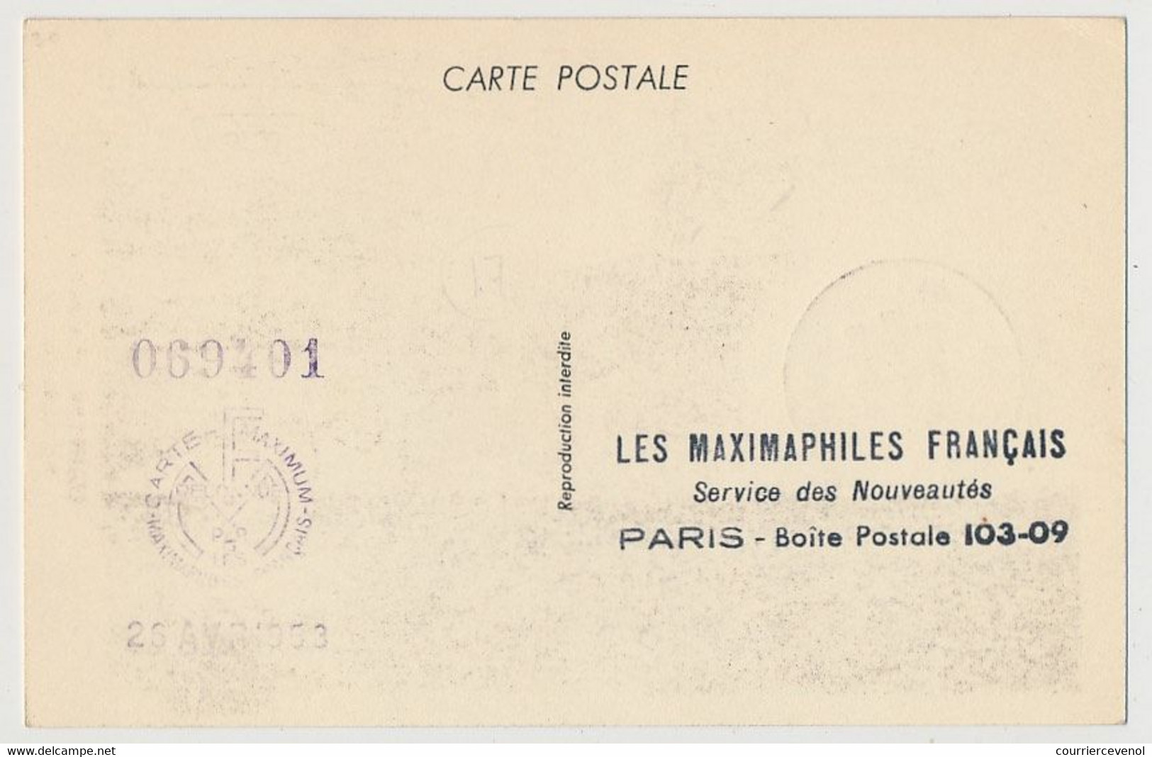 FRANCE => Carte Maximum - 30F Haute Couture - Paris - 24 Avril 1953 - 1950-1959