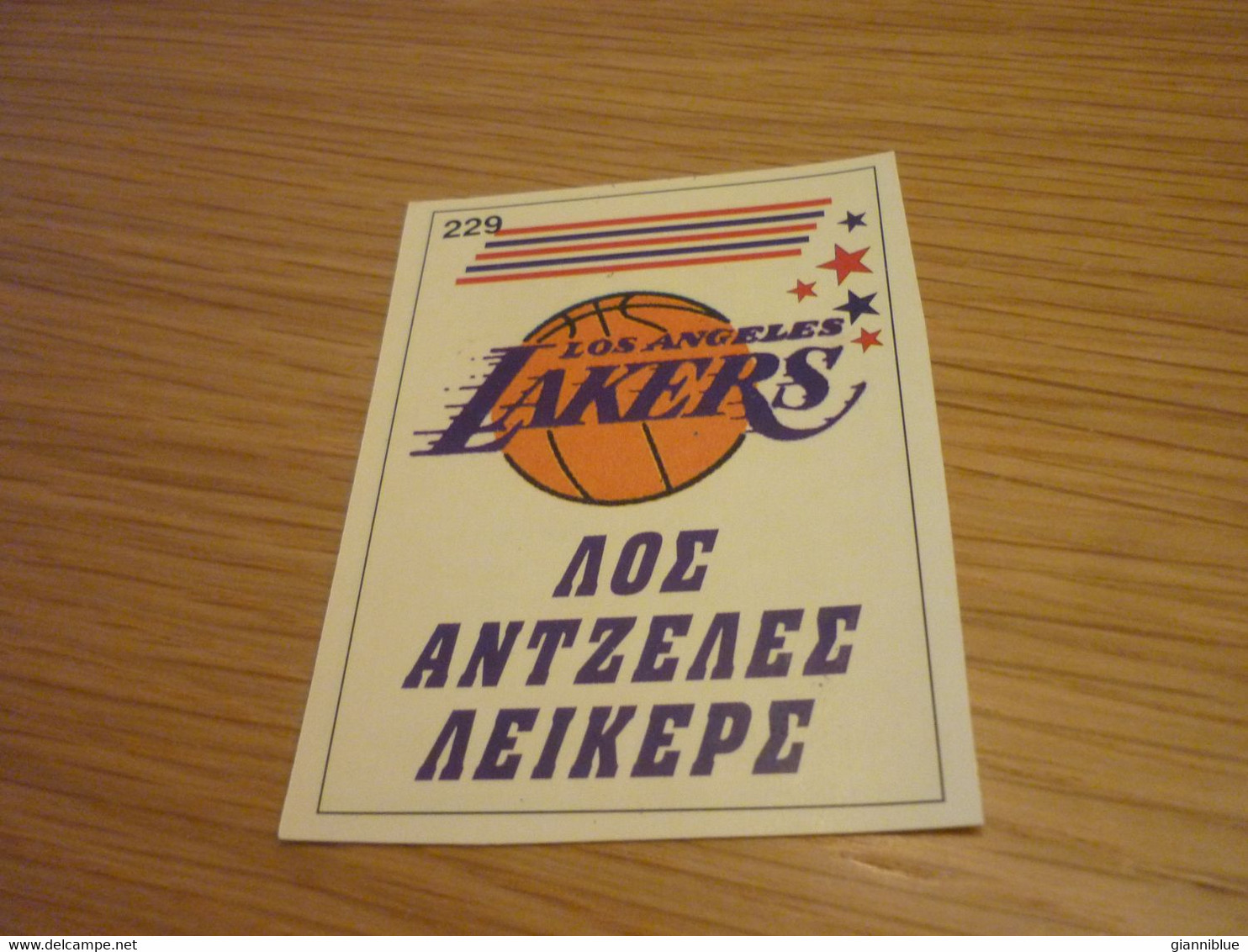 Los Angeles Lakers Team Logo Sign Badge NBA Basket 94-95 Rare Greek Edition No Panini Basketball Unstuck Sticker #229 - 1990-1999