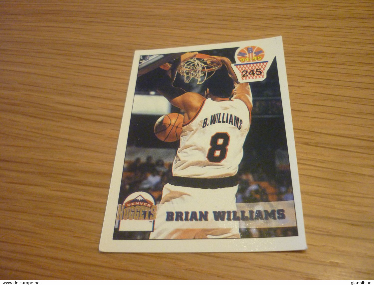 Brian Williams Denver Nuggets NBA Basket 94-95 Rare Greek Edition No Panini Basketball Unstuck Sticker #245 - 1990-1999